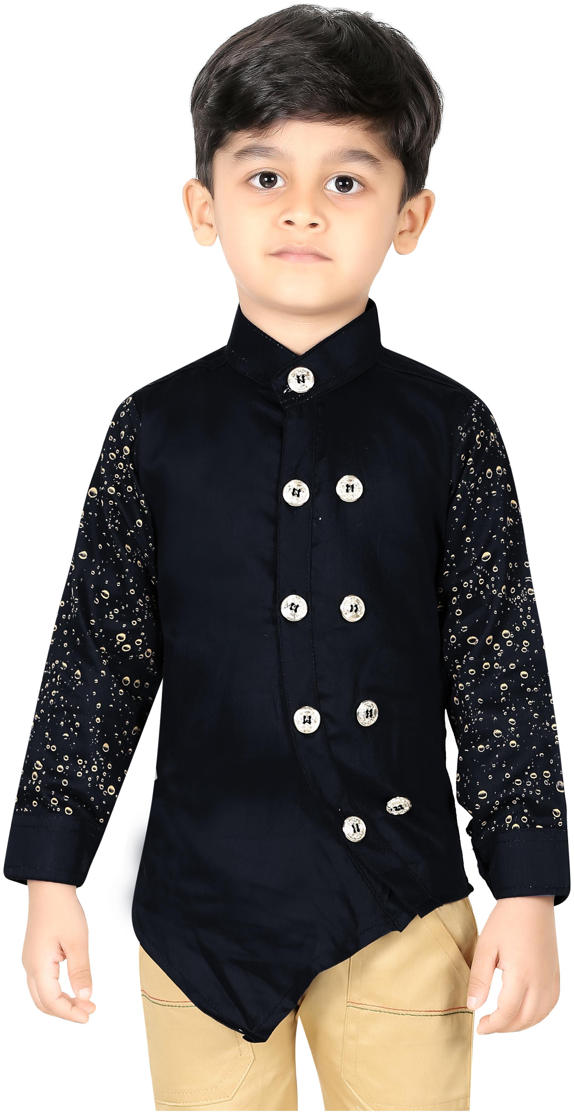 

XBOYZ Boy Cotton blend Printed Kurta - Black