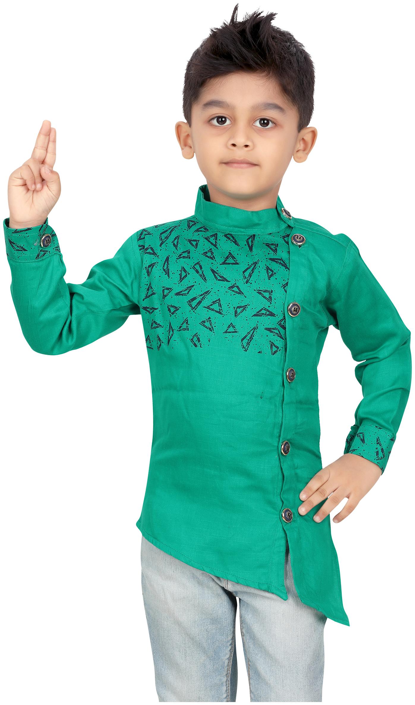 

XBOYZ Boy Cotton blend Printed Kurta - Green
