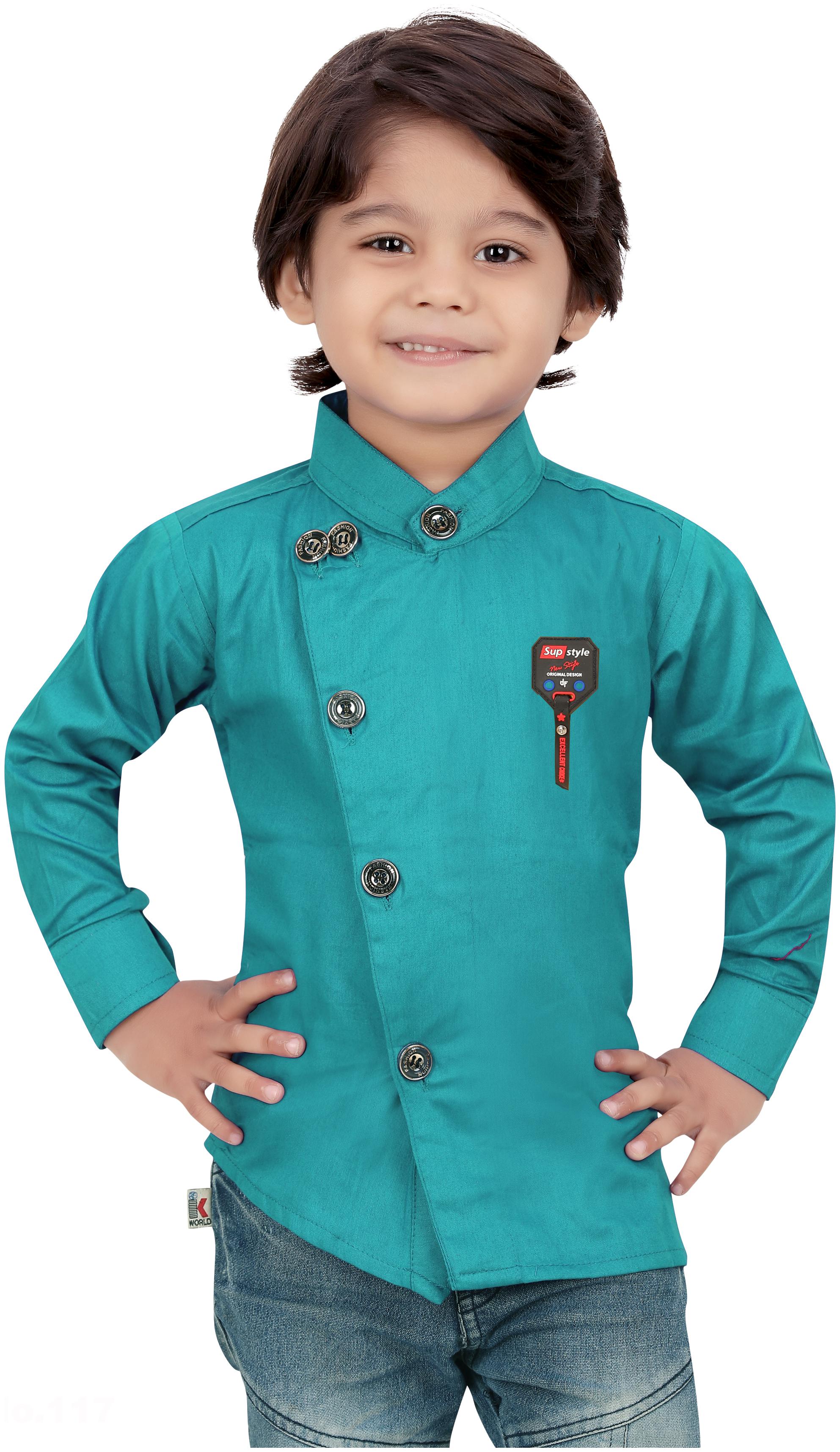 

XBOYZ Boy Cotton blend Solid Shirt Green