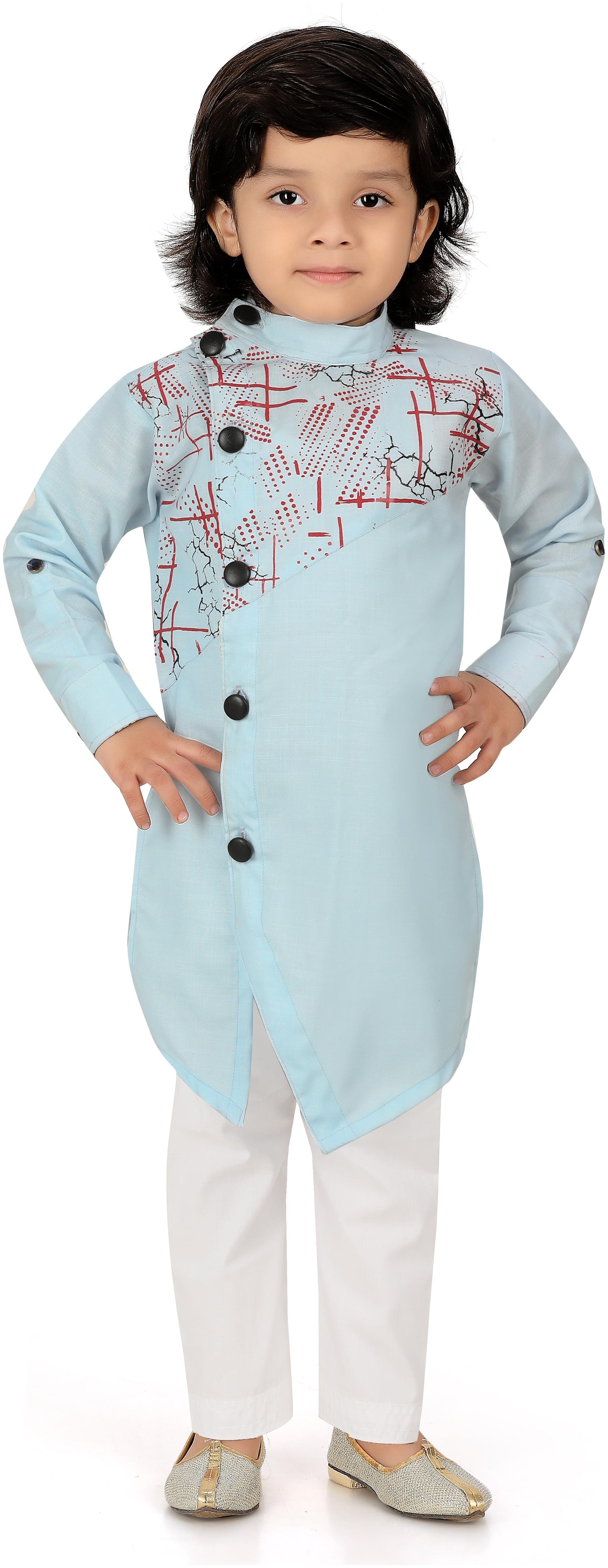 

XBOYZ Boy Cotton blend Printed Kurta pyjama set - Blue
