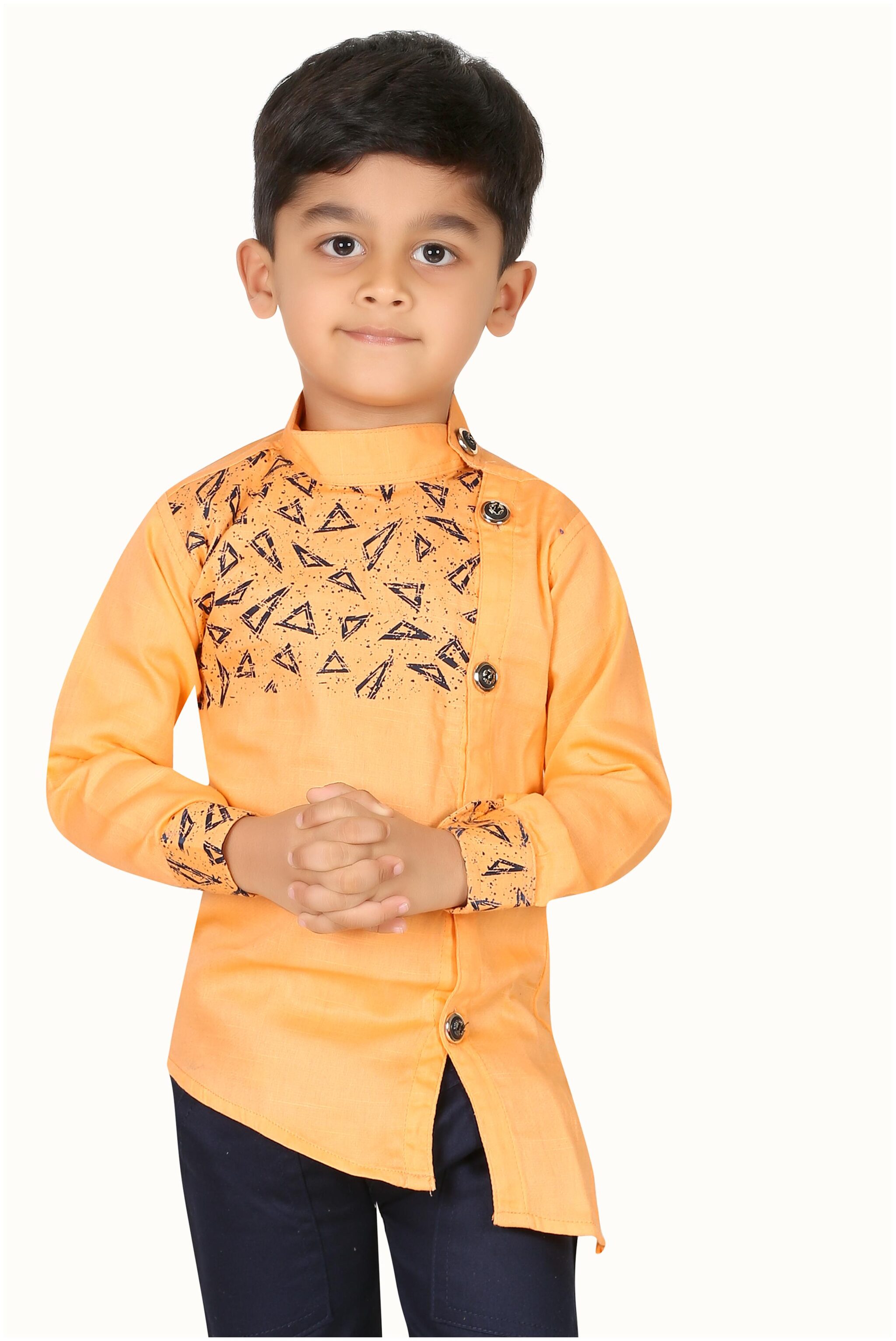

XBOYZ Boy Cotton blend Printed Kurta - Orange