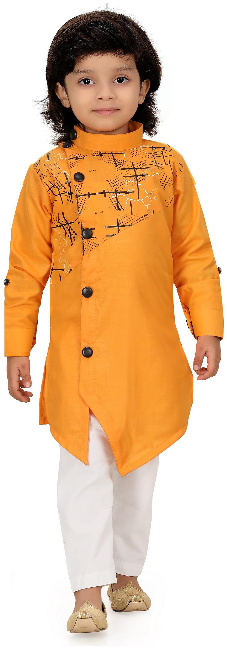 

XBOYZ Boy Cotton blend Printed Kurta pyjama set - Gold