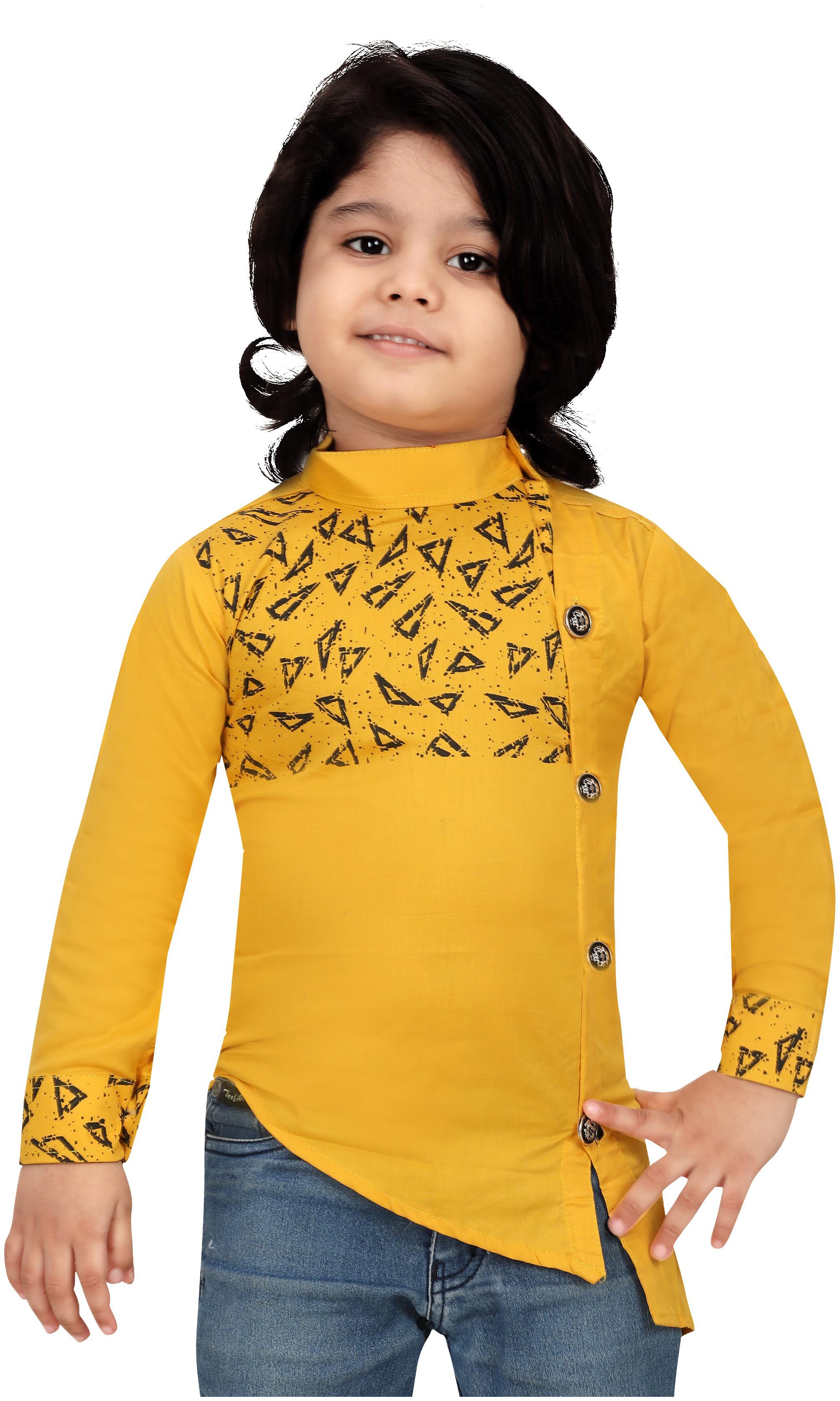 

XBOYZ Boy Cotton blend Printed Kurta - Gold