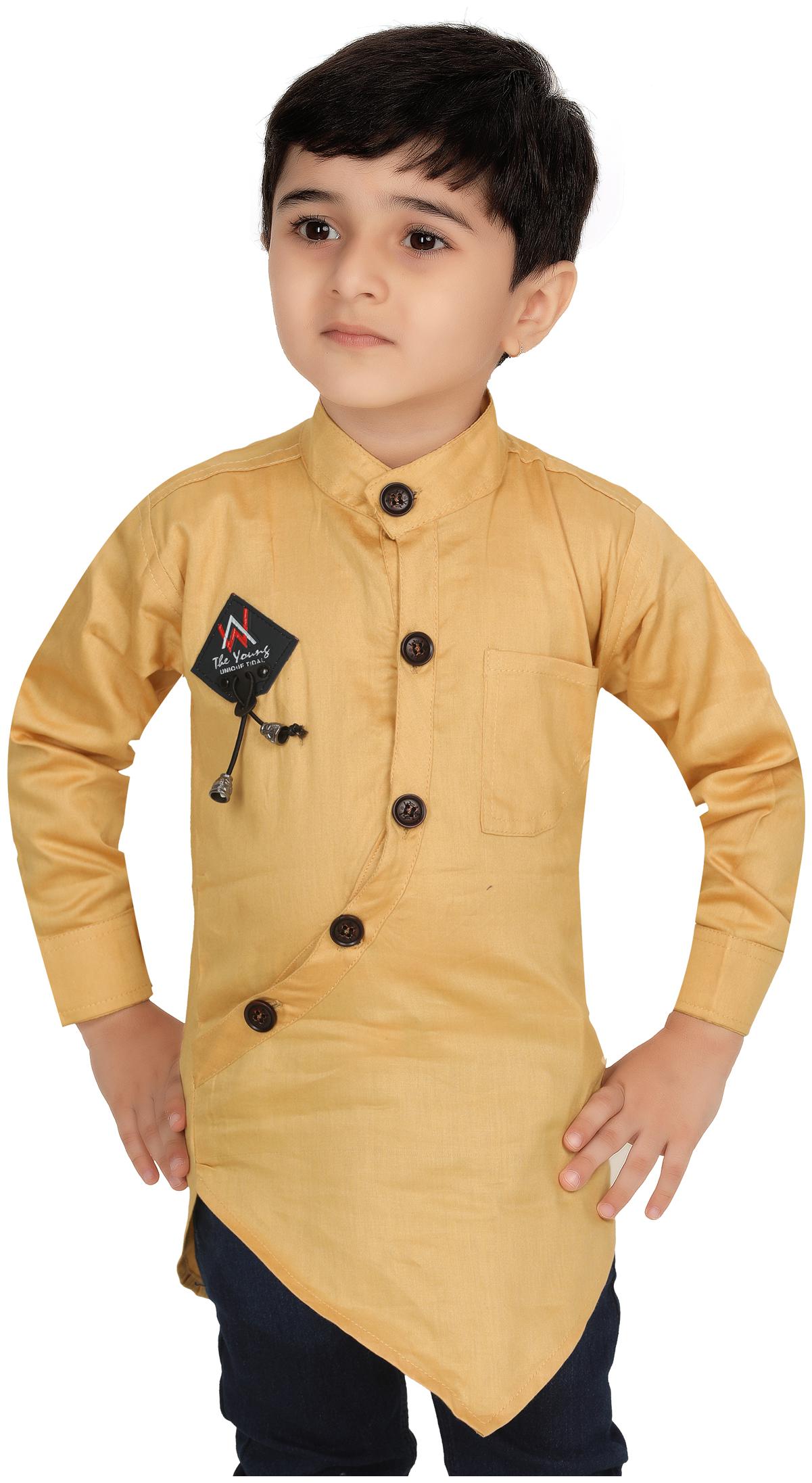 

XBOYZ Boy Cotton blend Solid Kurta - Beige