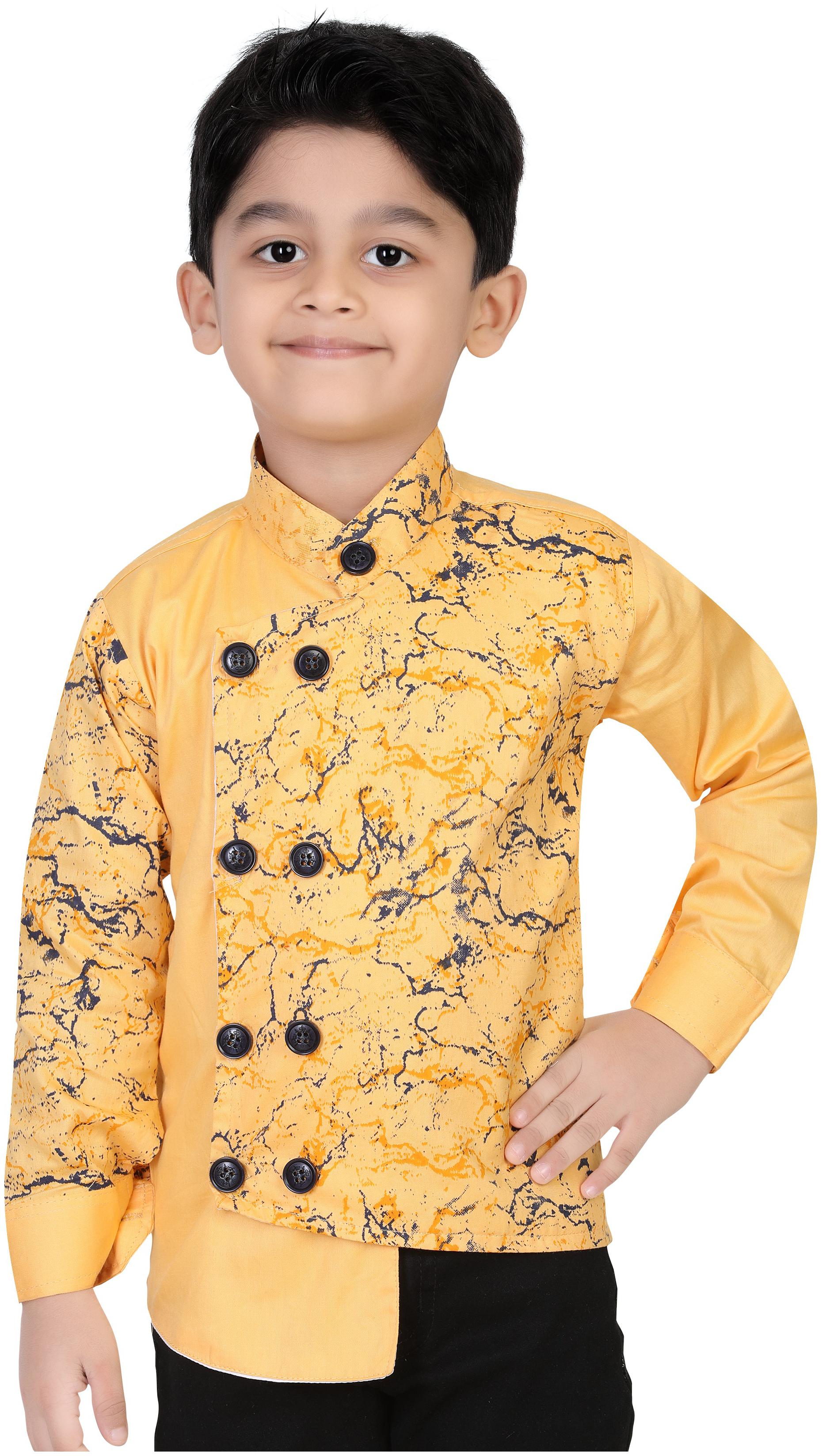 

XBOYZ Boy Cotton blend Printed Kurta - Gold
