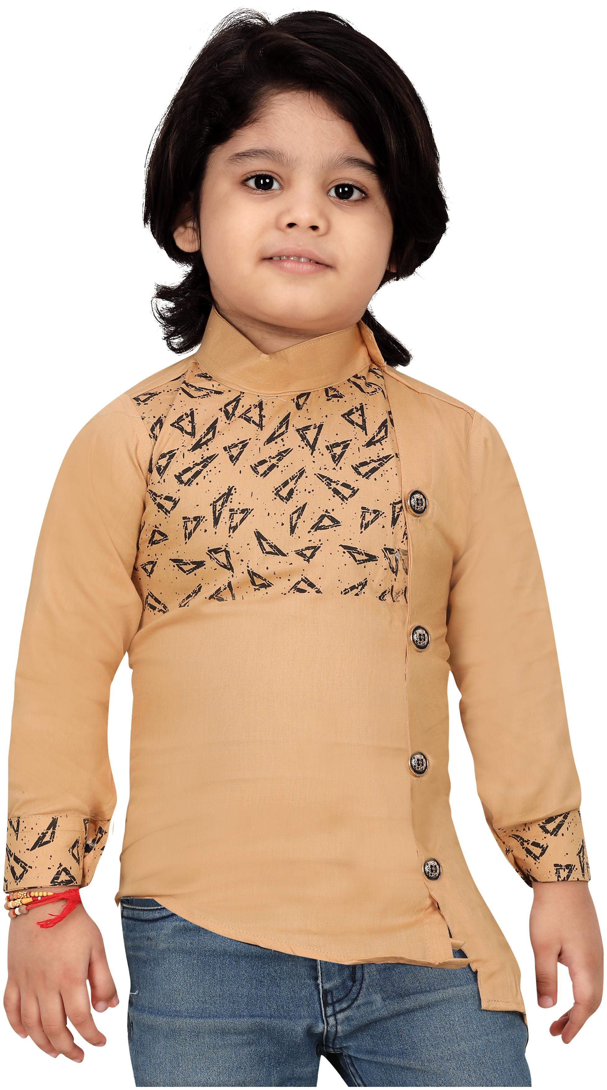 

XBOYZ Boy Cotton blend Printed Shirt Beige