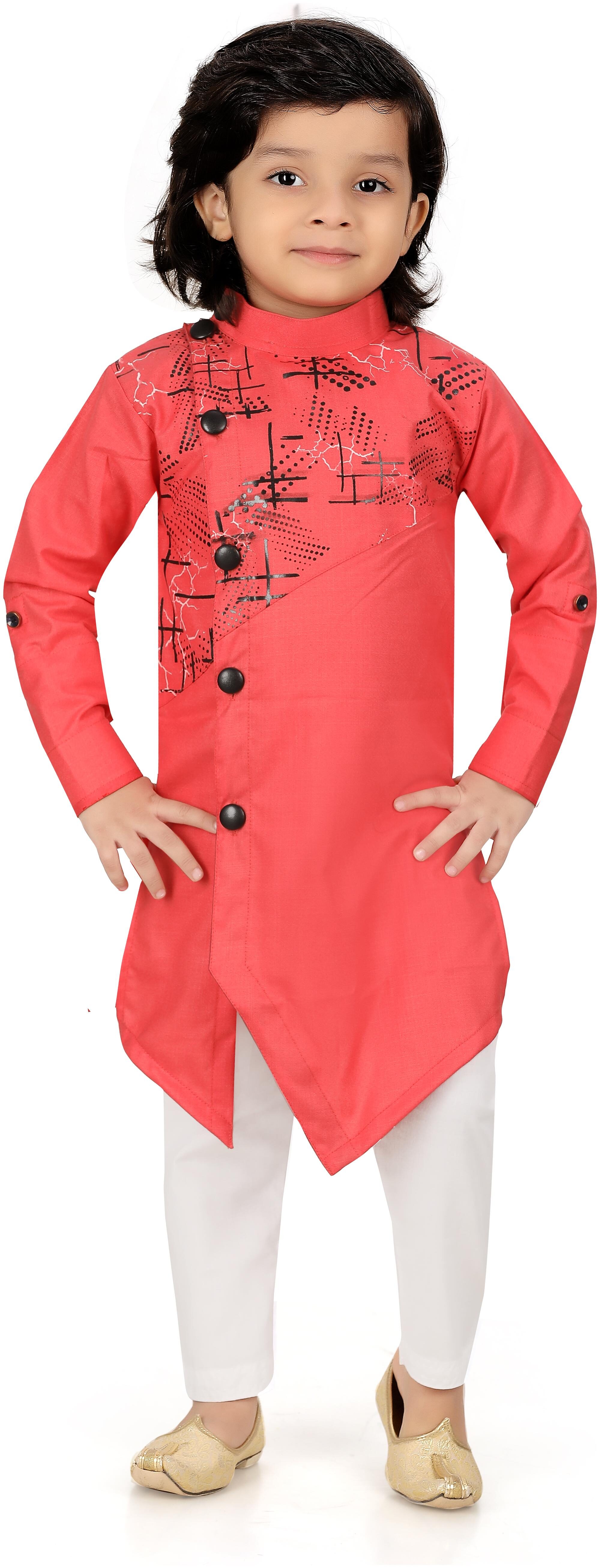 

XBOYZ Boy Cotton blend Printed Kurta pyjama set - Pink