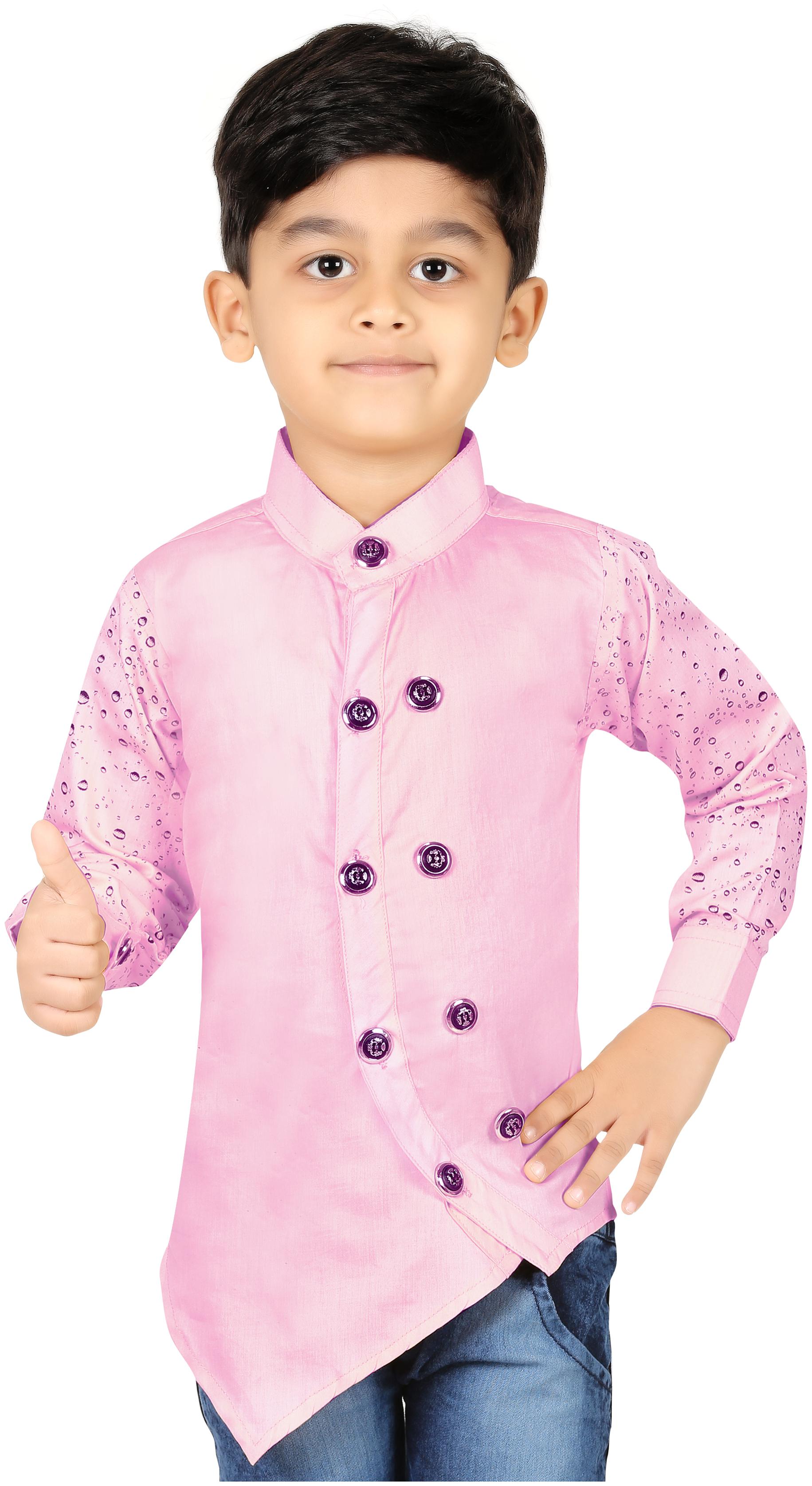 

XBOYZ Boy Cotton blend Solid Kurta - Pink