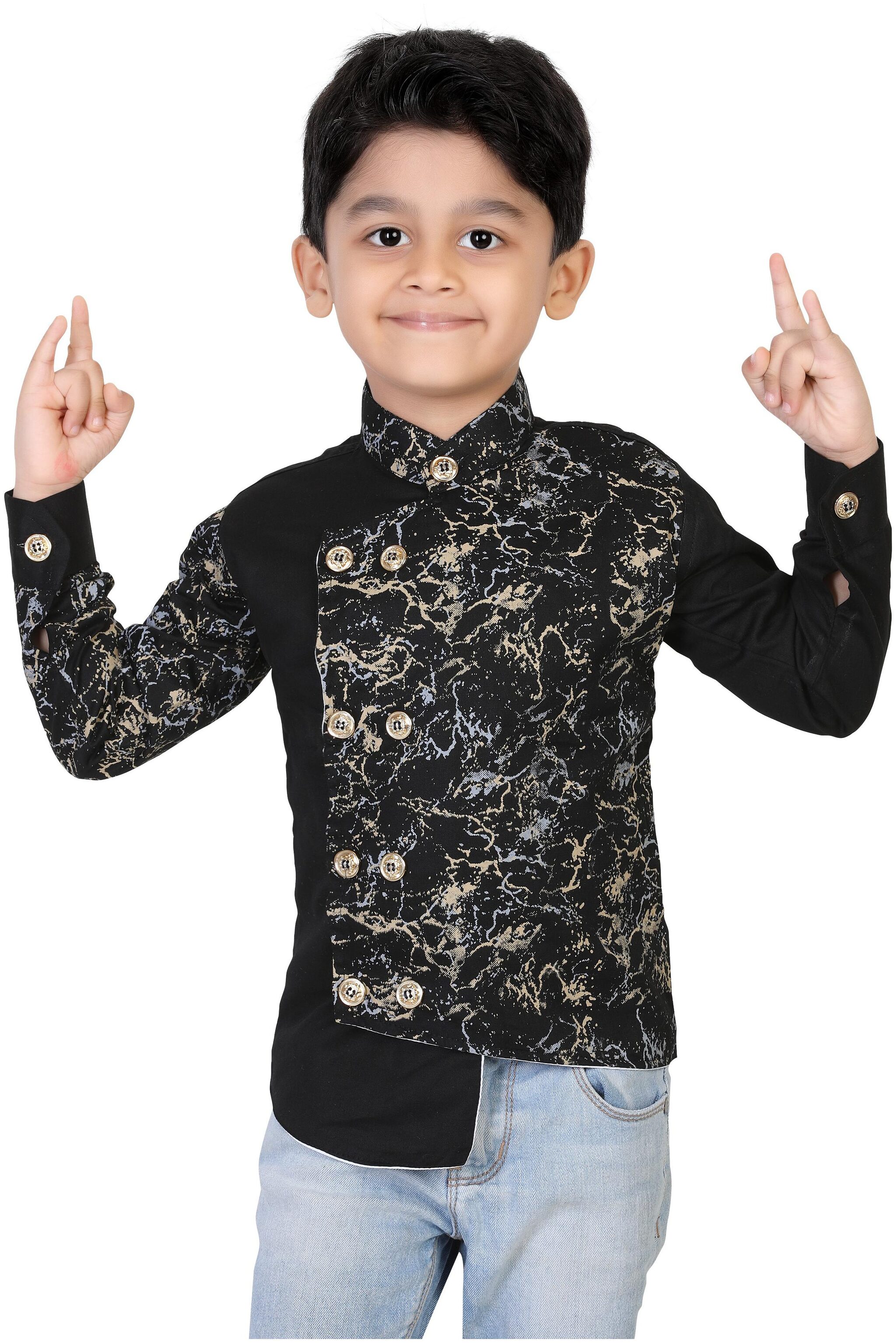 

XBOYZ Boy Cotton blend Printed Kurta - Black