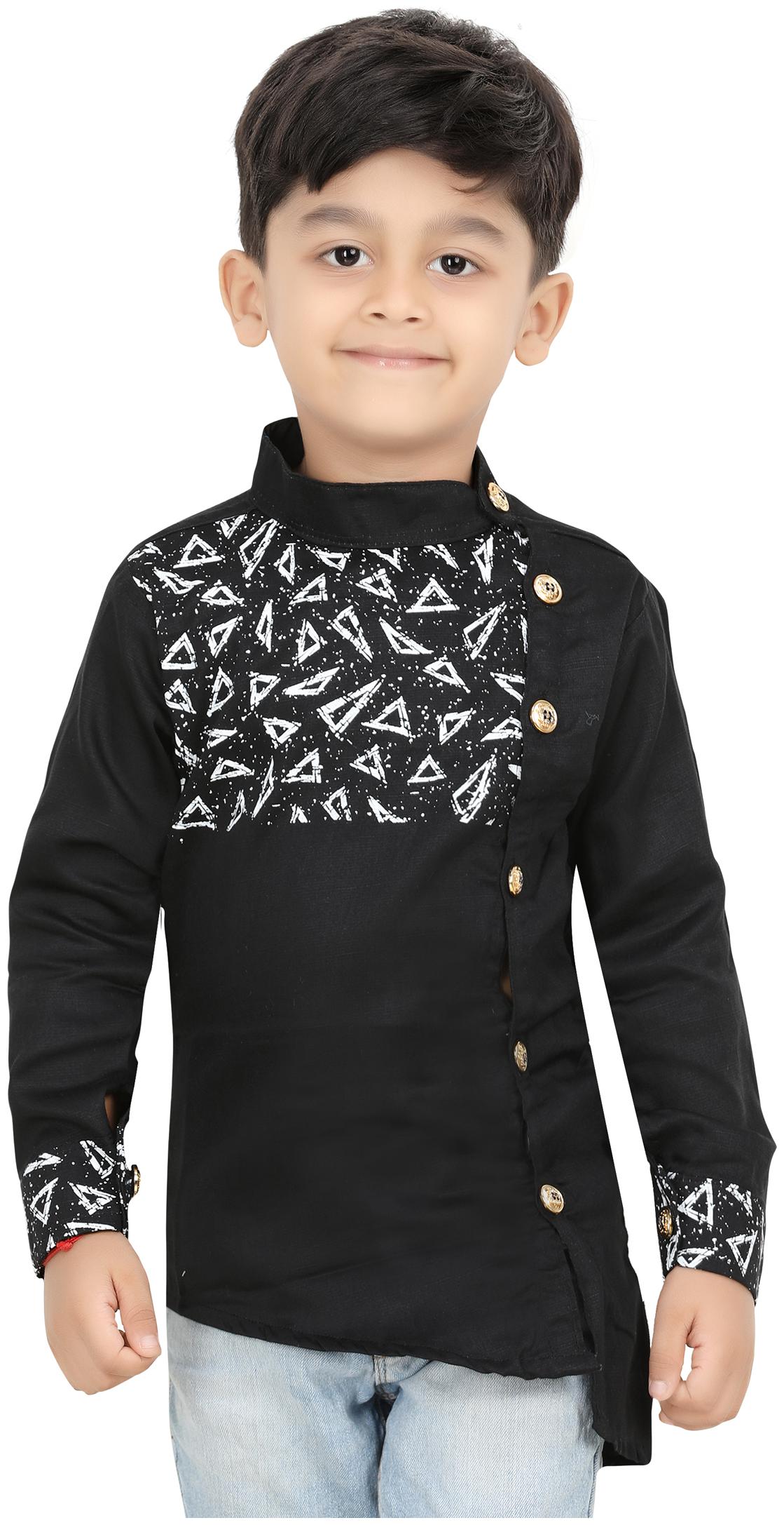 

XBOYZ Boy Cotton blend Printed Shirt Black