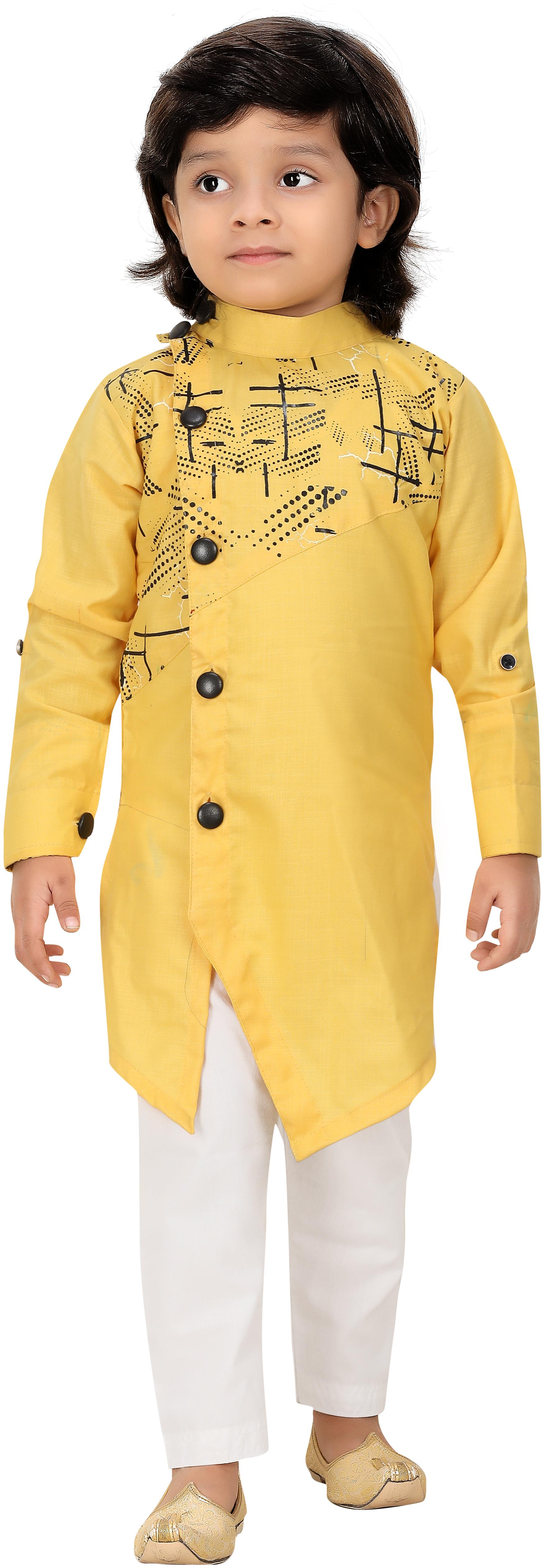 

XBOYZ Boy Cotton blend Printed Kurta pyjama set - Yellow