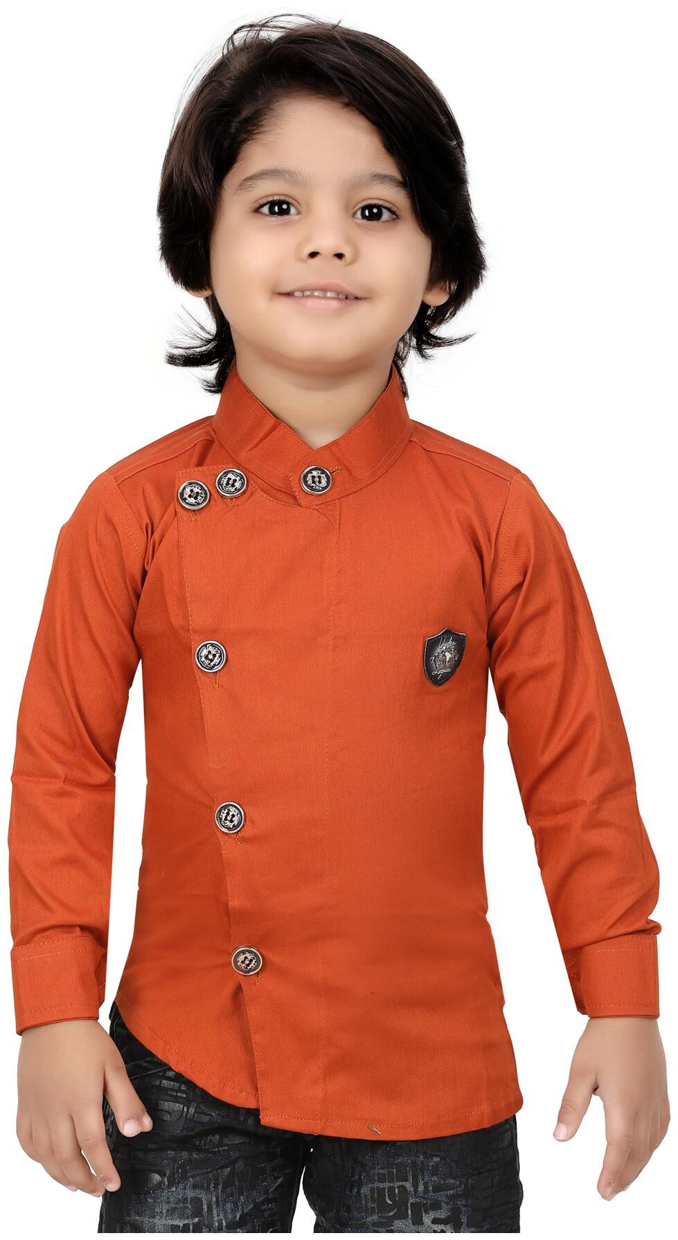 

XBOYZ Boy Cotton blend Solid Shirt Orange