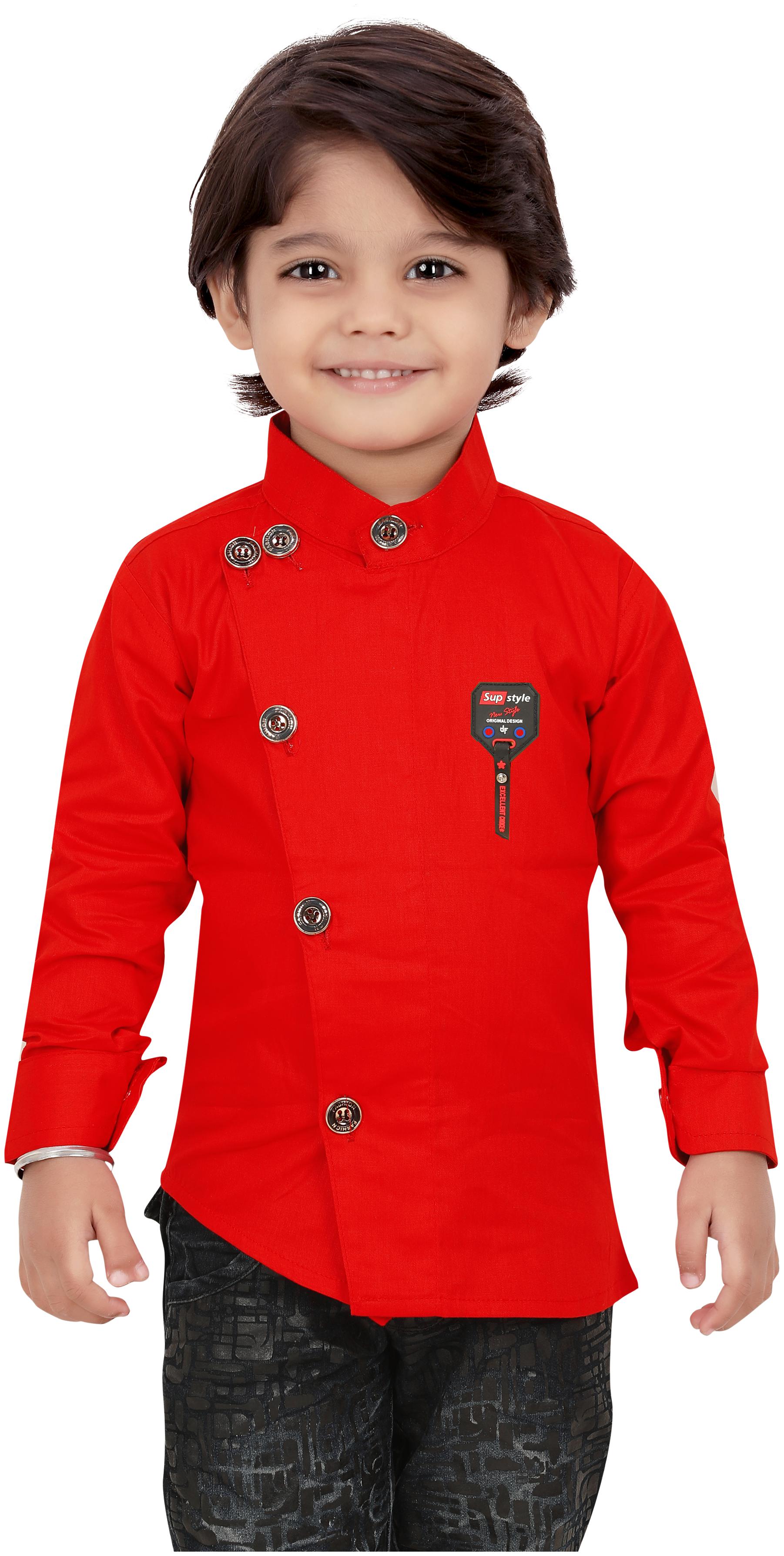 

XBOYZ Boy Cotton blend Solid Shirt Red