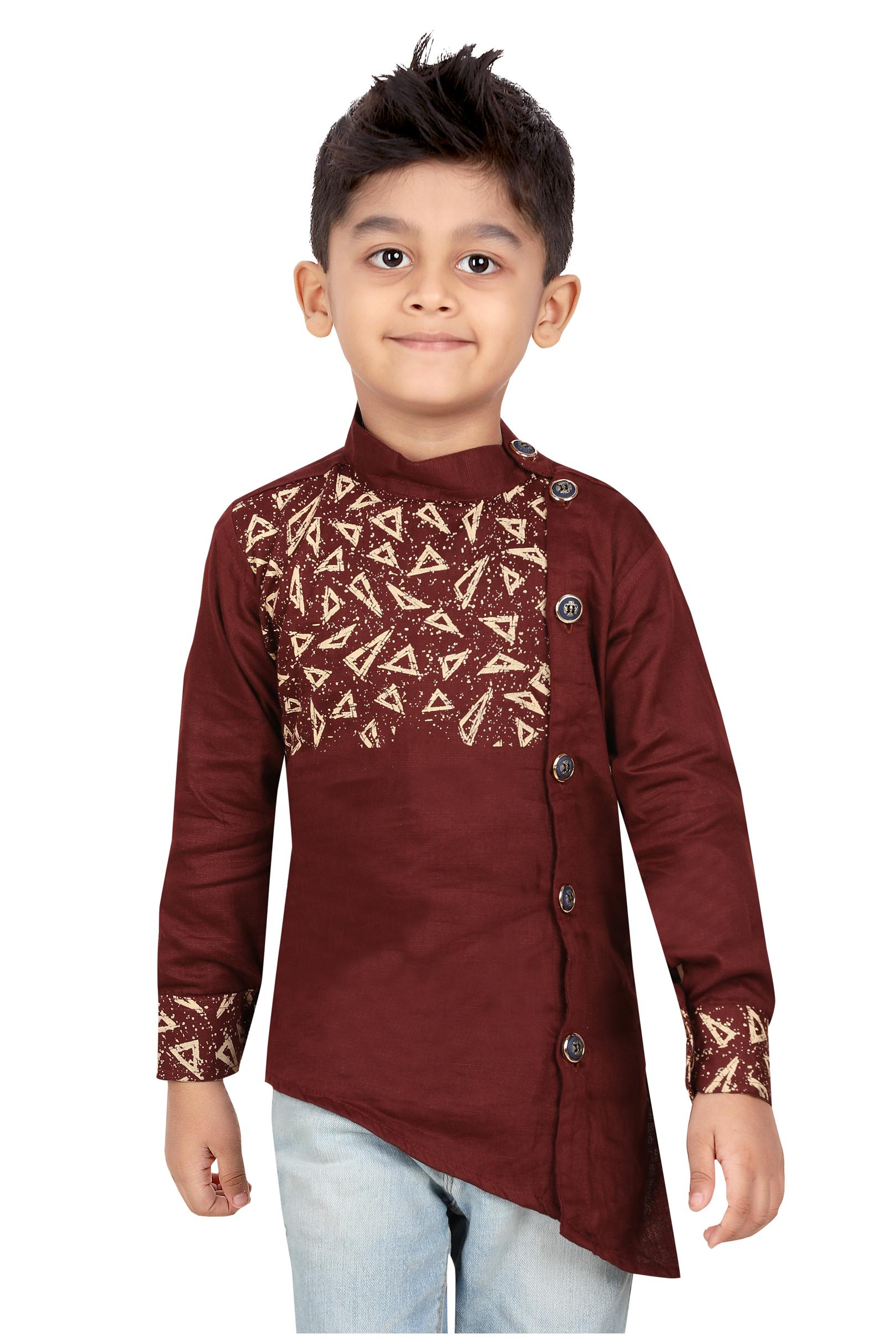 

XBOYZ Boy Cotton blend Printed Shirt Brown