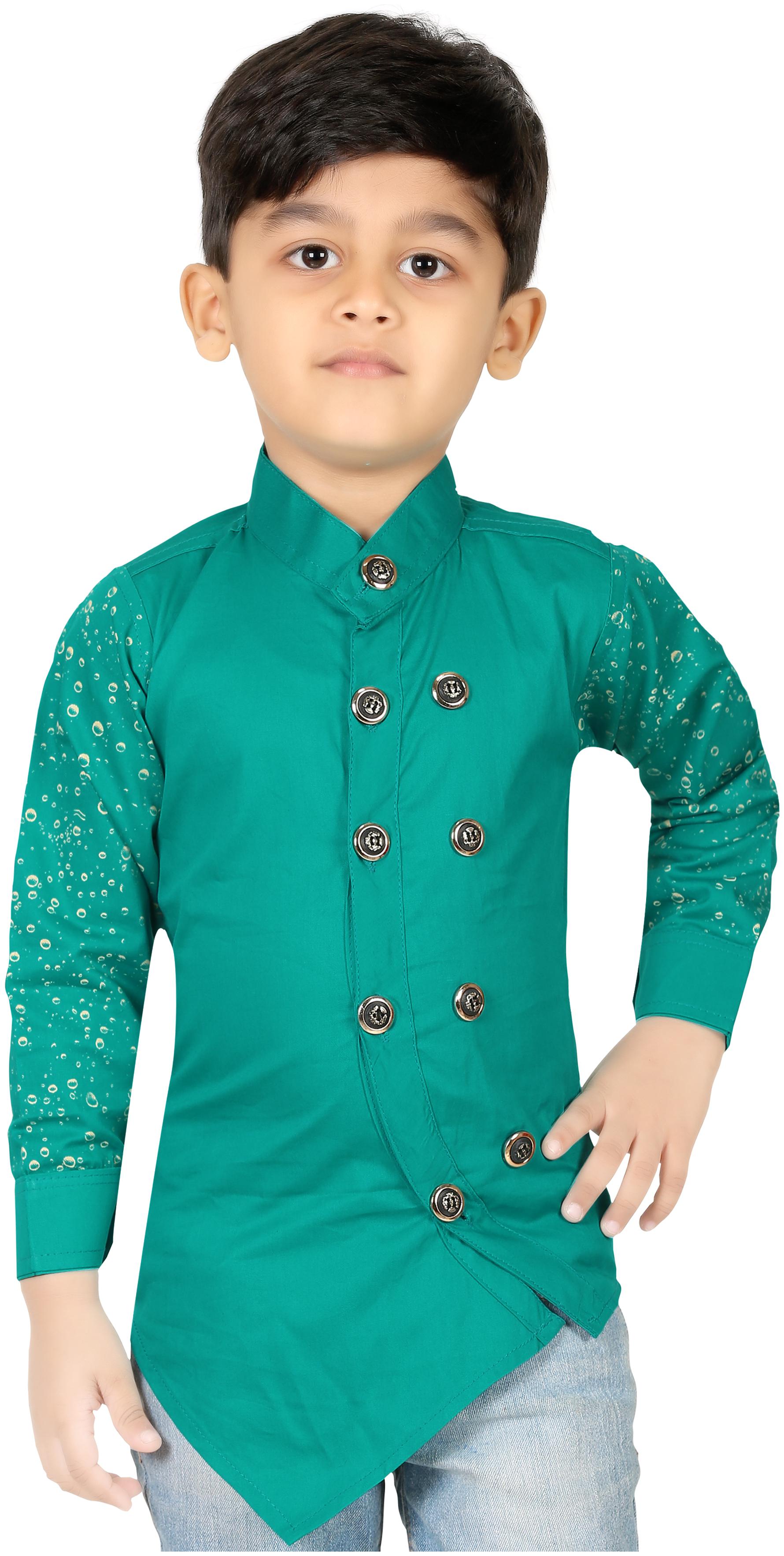 

XBOYZ Boy Cotton blend Printed Kurta - Green