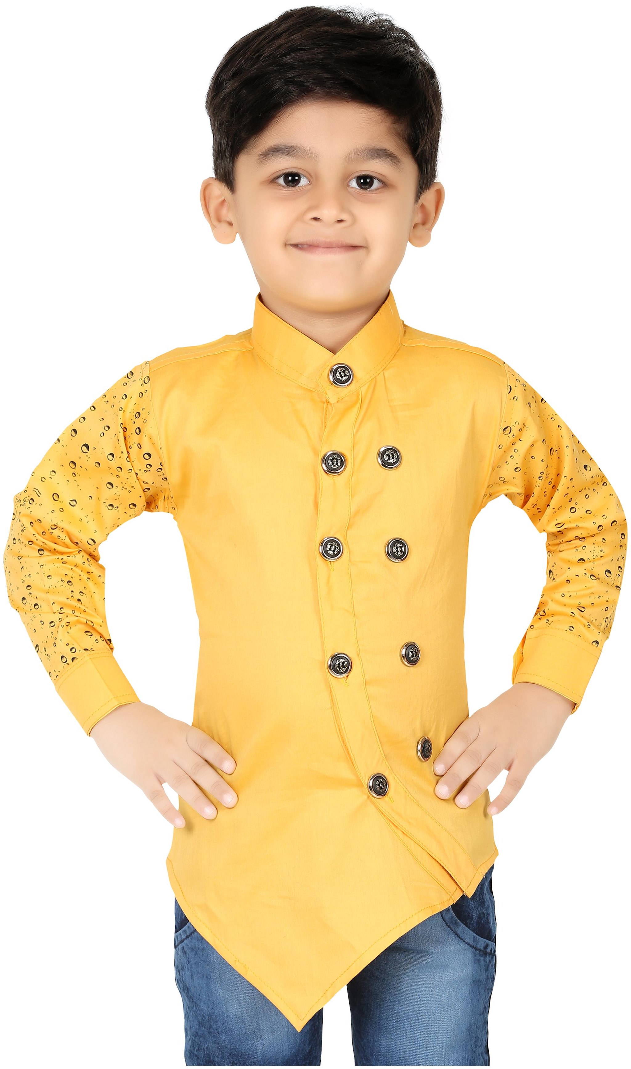 

XBOYZ Boy Cotton blend Printed Kurta - Yellow