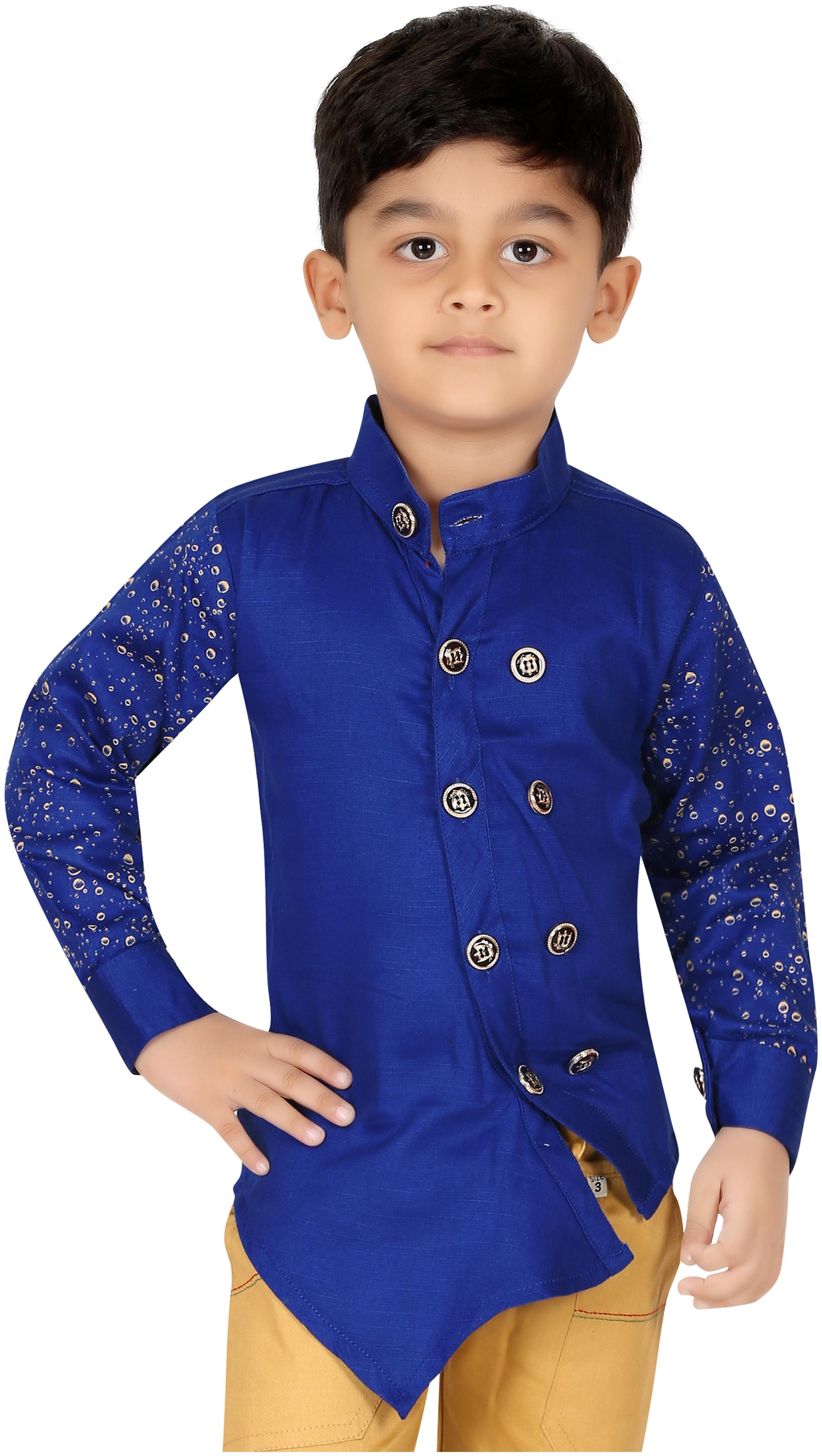 

XBOYZ Boy Cotton blend Solid Kurta - Blue
