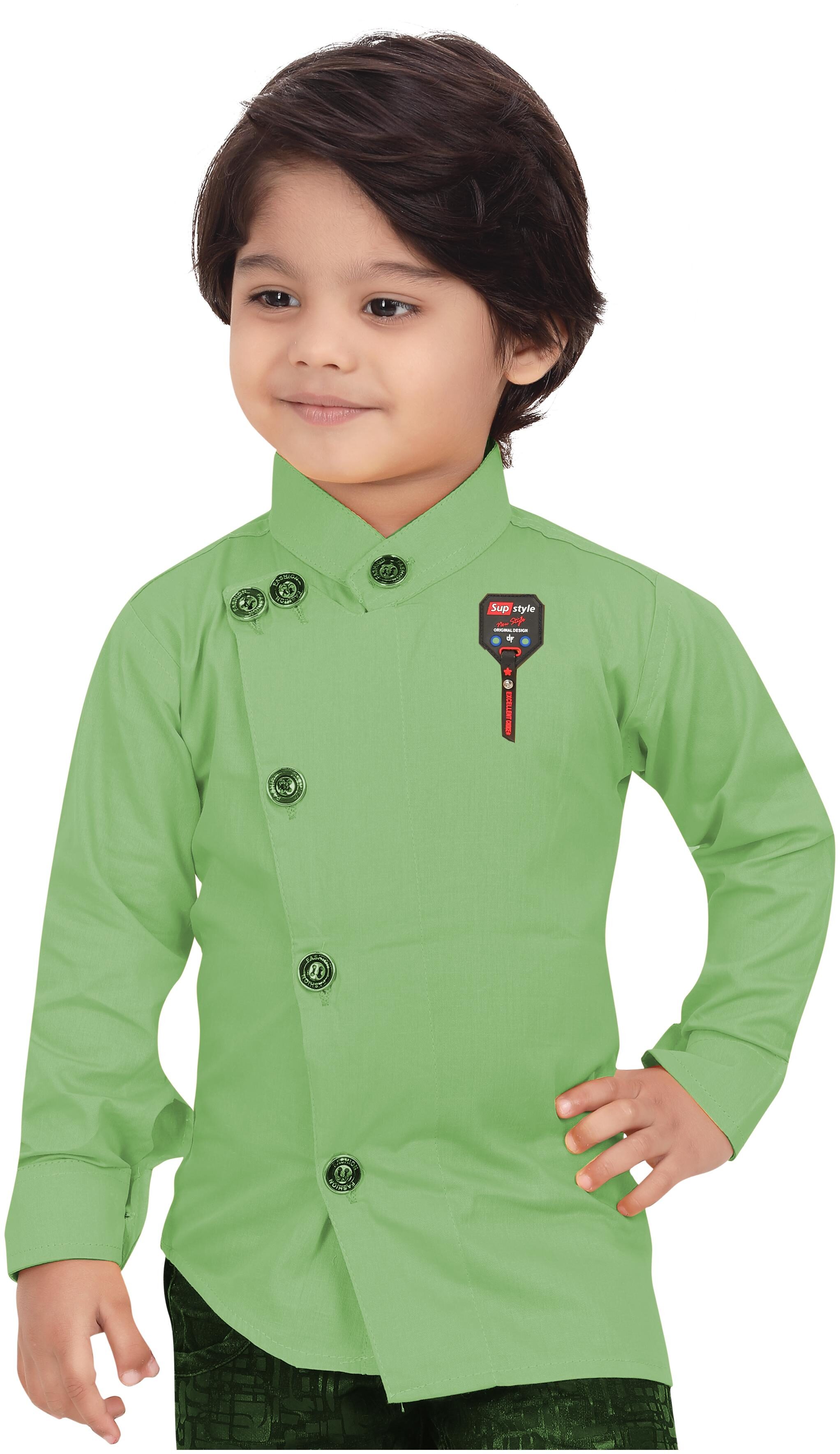 

XBOYZ Boy Cotton blend Printed Shirt Green