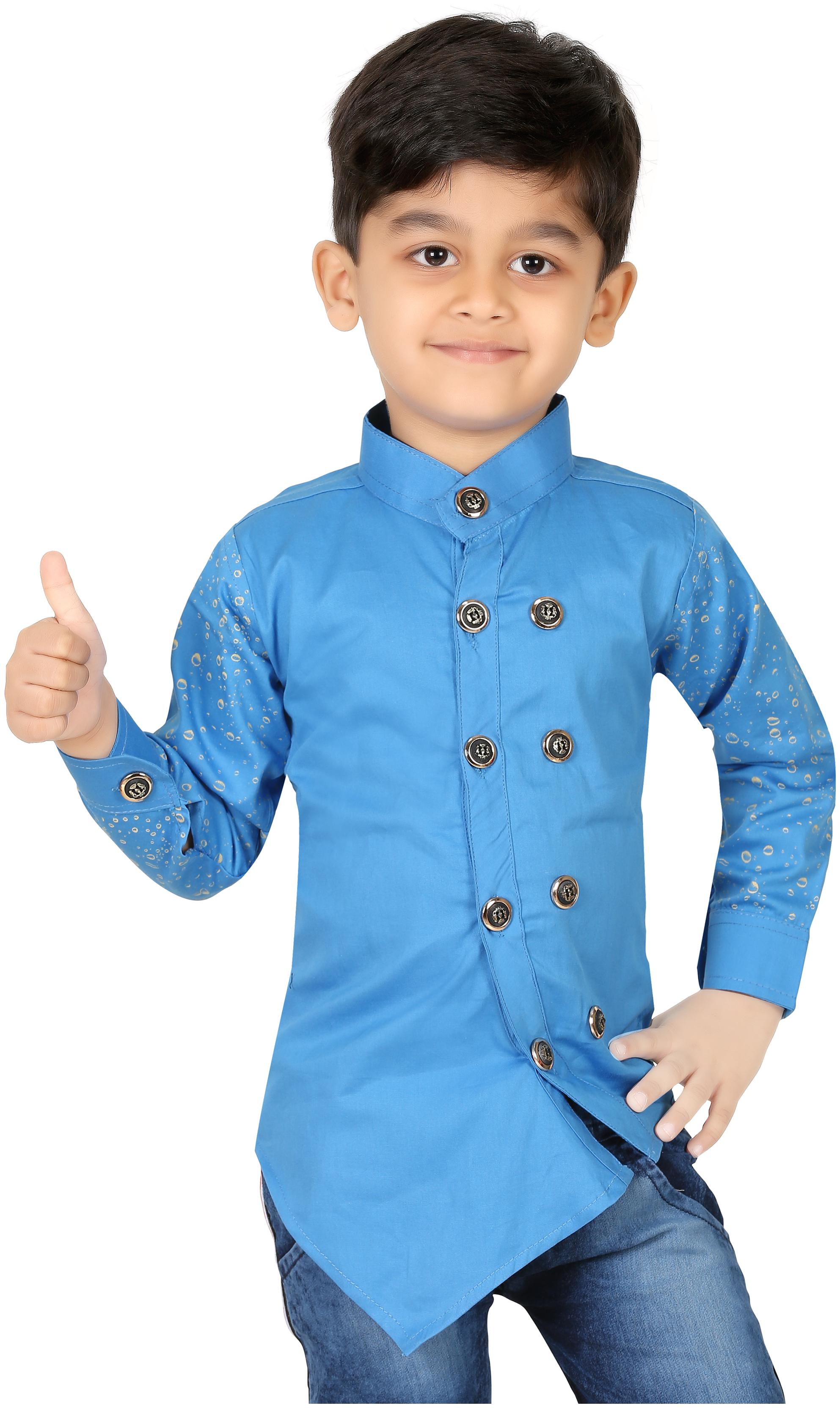 

XBOYZ Boy Cotton blend Solid Kurta - Blue
