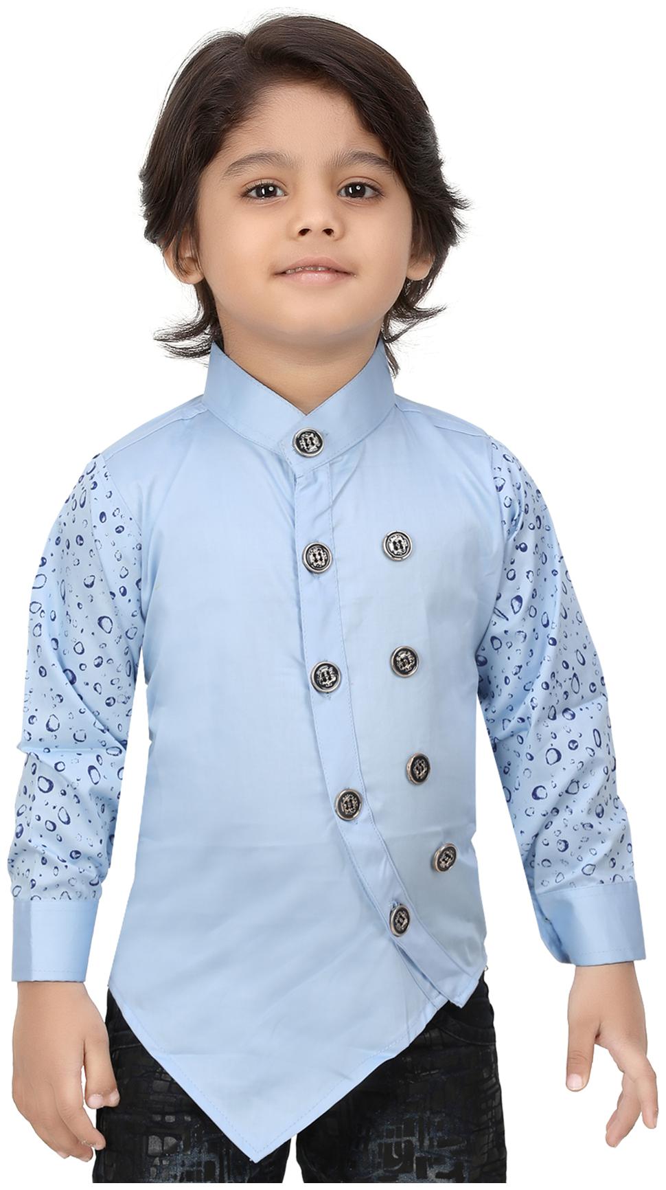 

XBOYZ Boy Cotton blend Solid Kurta - Blue