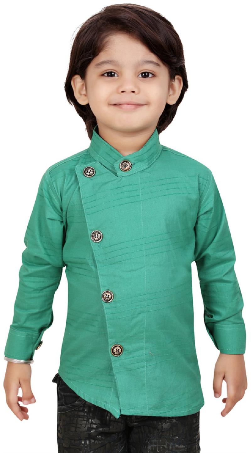 

XBOYZ Boy Cotton blend Solid Shirt Green