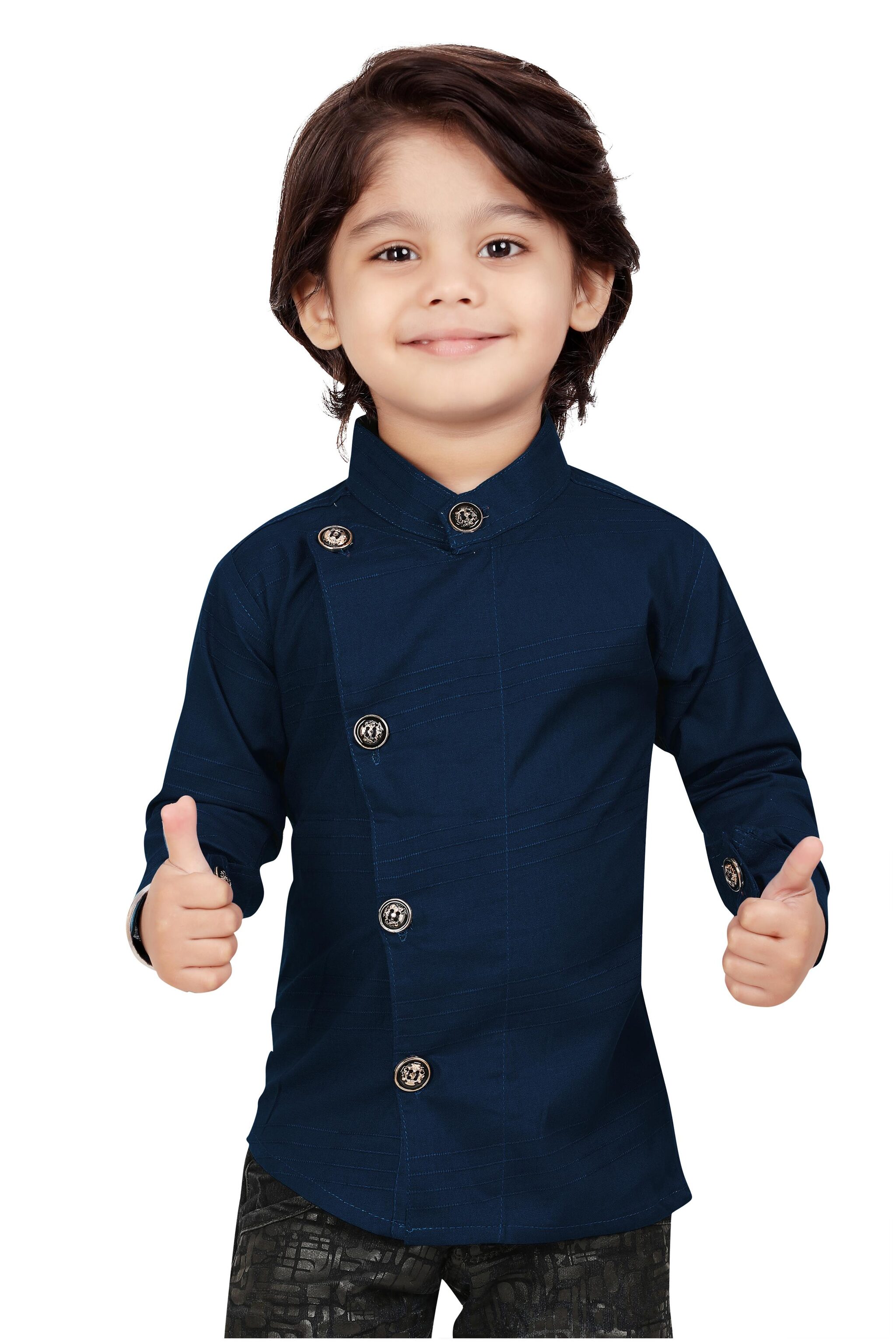 

XBOYZ Boy Cotton blend Solid Shirt Blue
