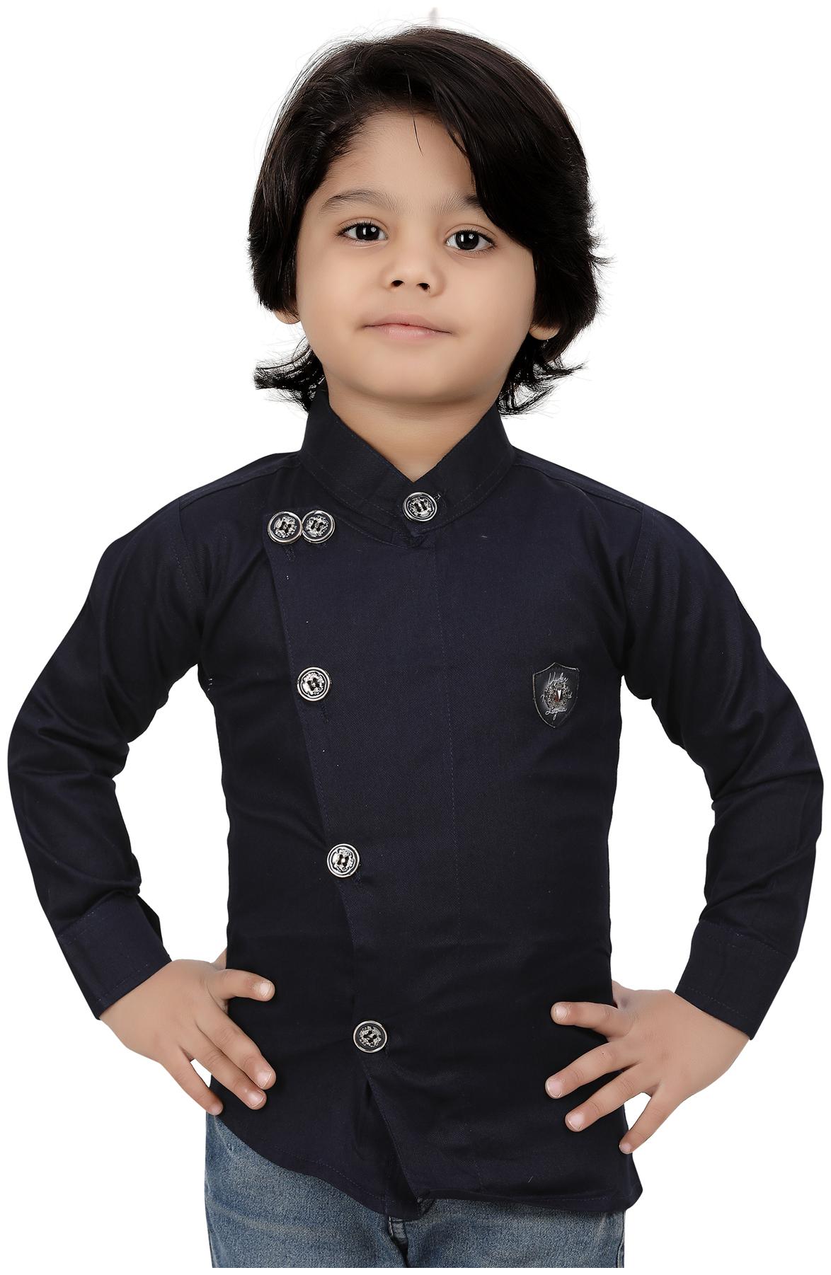 

XBOYZ Boy Cotton blend Solid Shirt Blue
