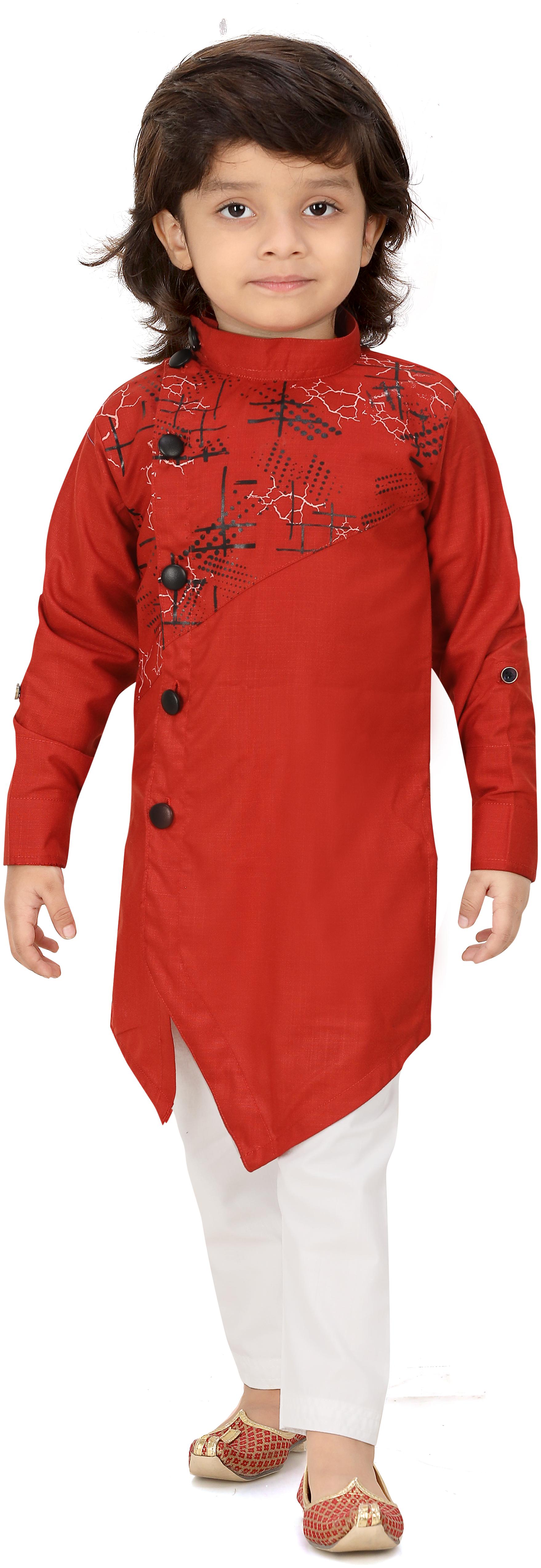 

XBOYZ Boy Cotton blend Printed Kurta pyjama set - Red
