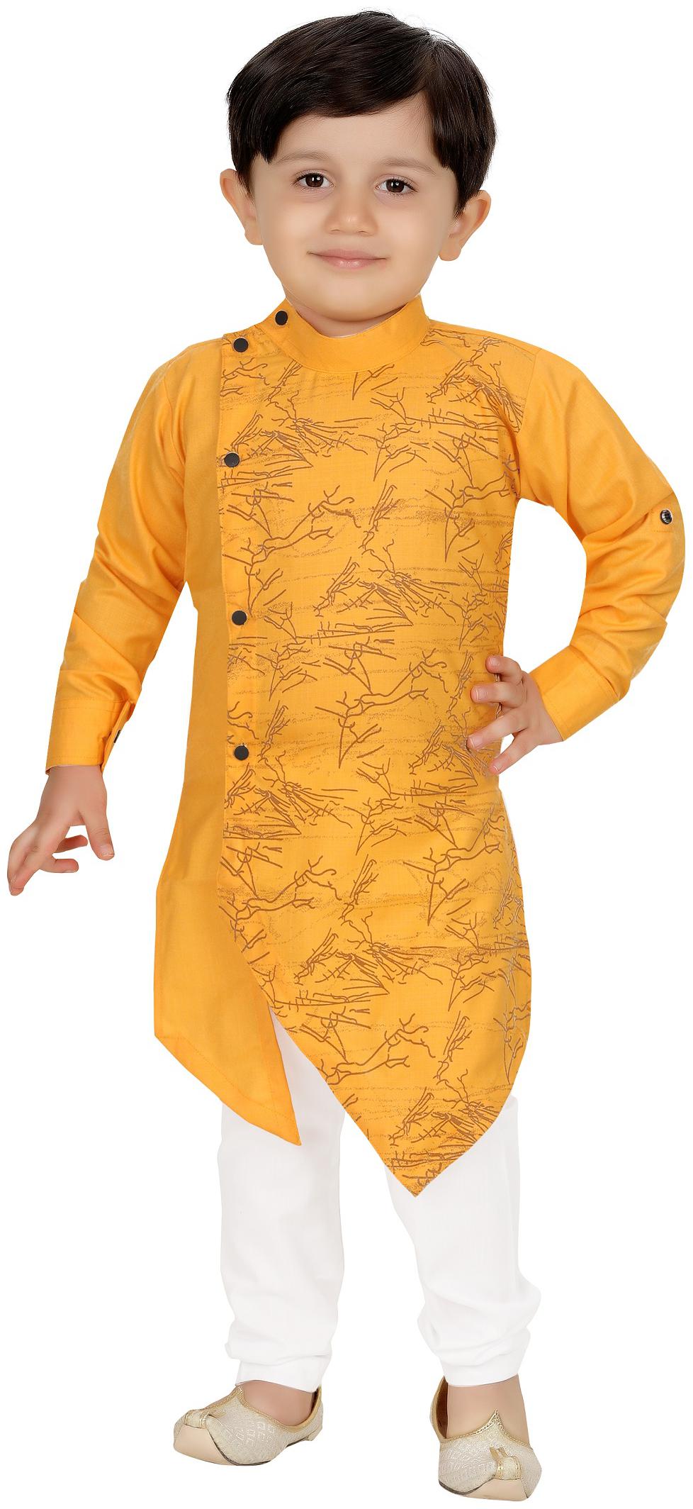 

XBOYZ Boy Cotton blend Printed Kurta pyjama set - Yellow
