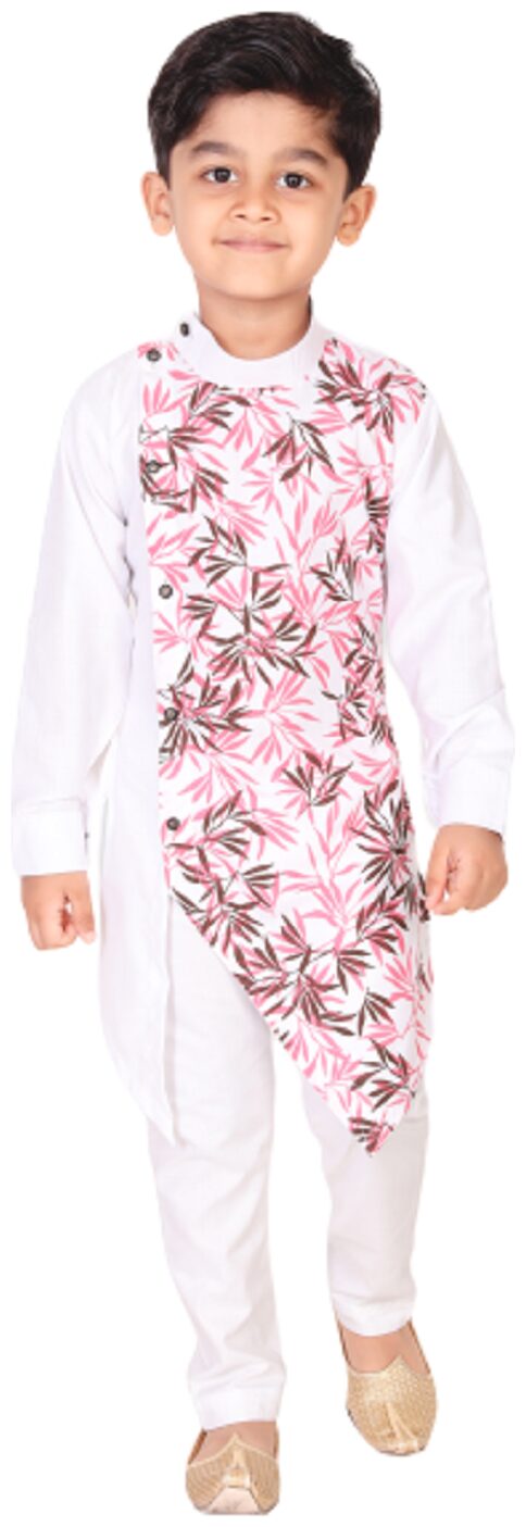 

XBOYZ Boy Cotton blend Printed Kurta pyjama set - White
