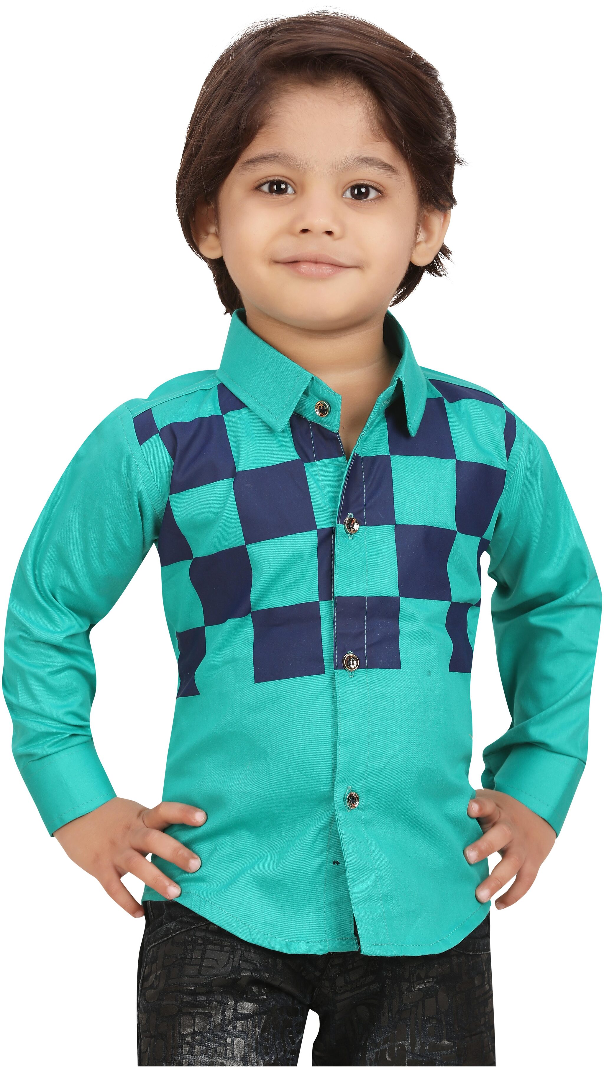 

XBOYZ Boy Cotton blend Checked Shirt Green