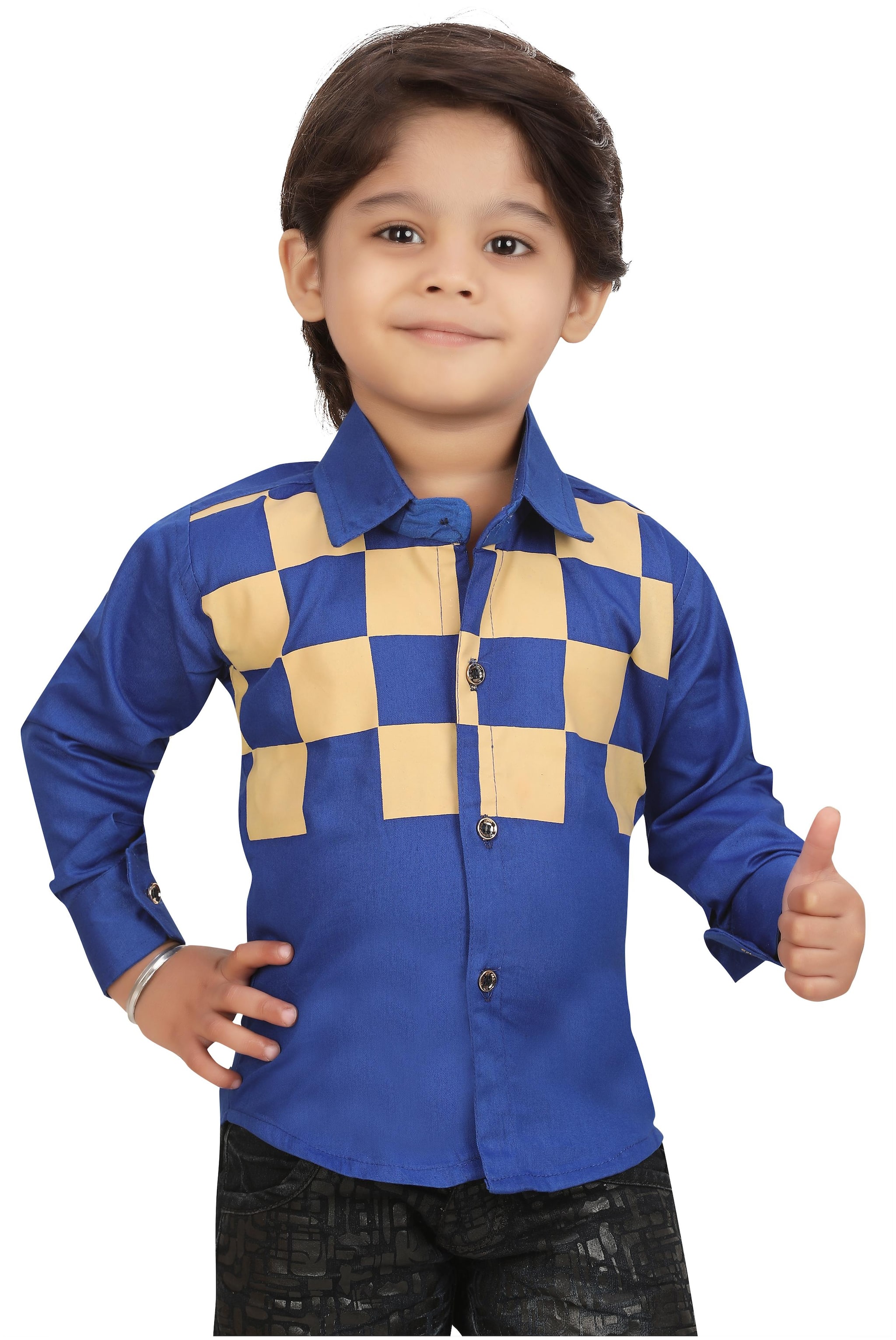 

XBOYZ Boy Cotton blend Checked Shirt Blue