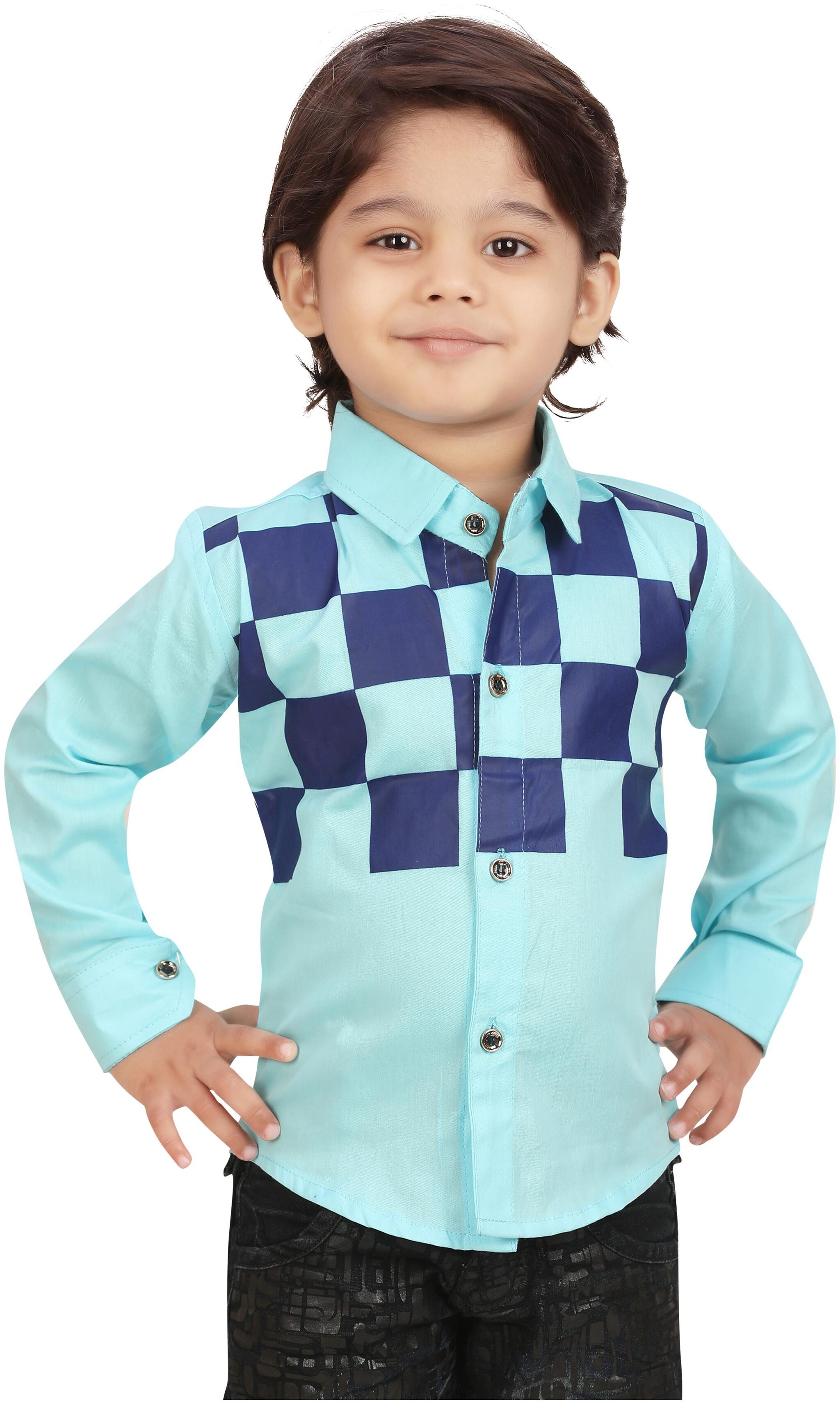

XBOYZ Boy Cotton blend Checked Shirt Blue