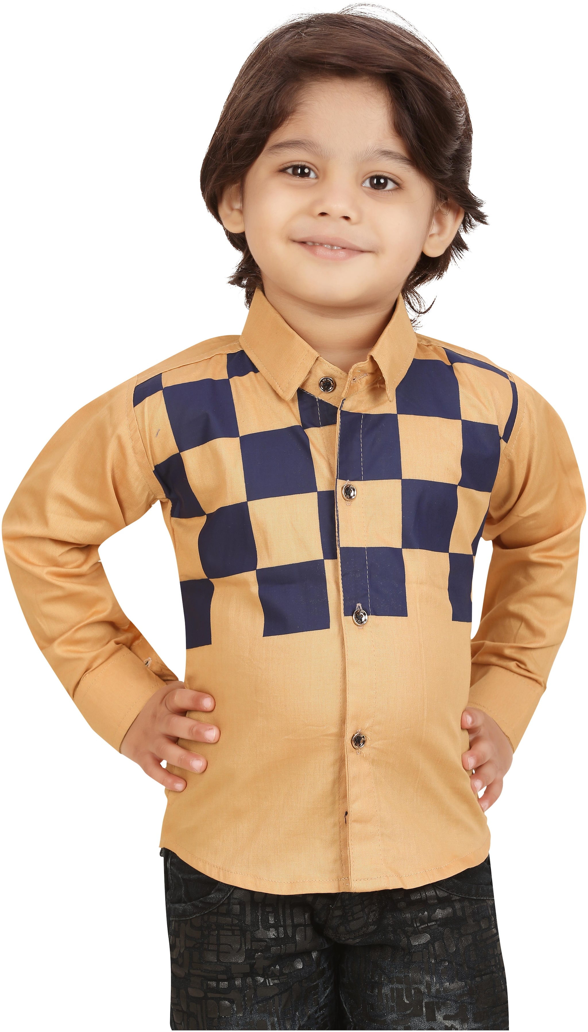 

XBOYZ Boy Cotton blend Checked Shirt Beige