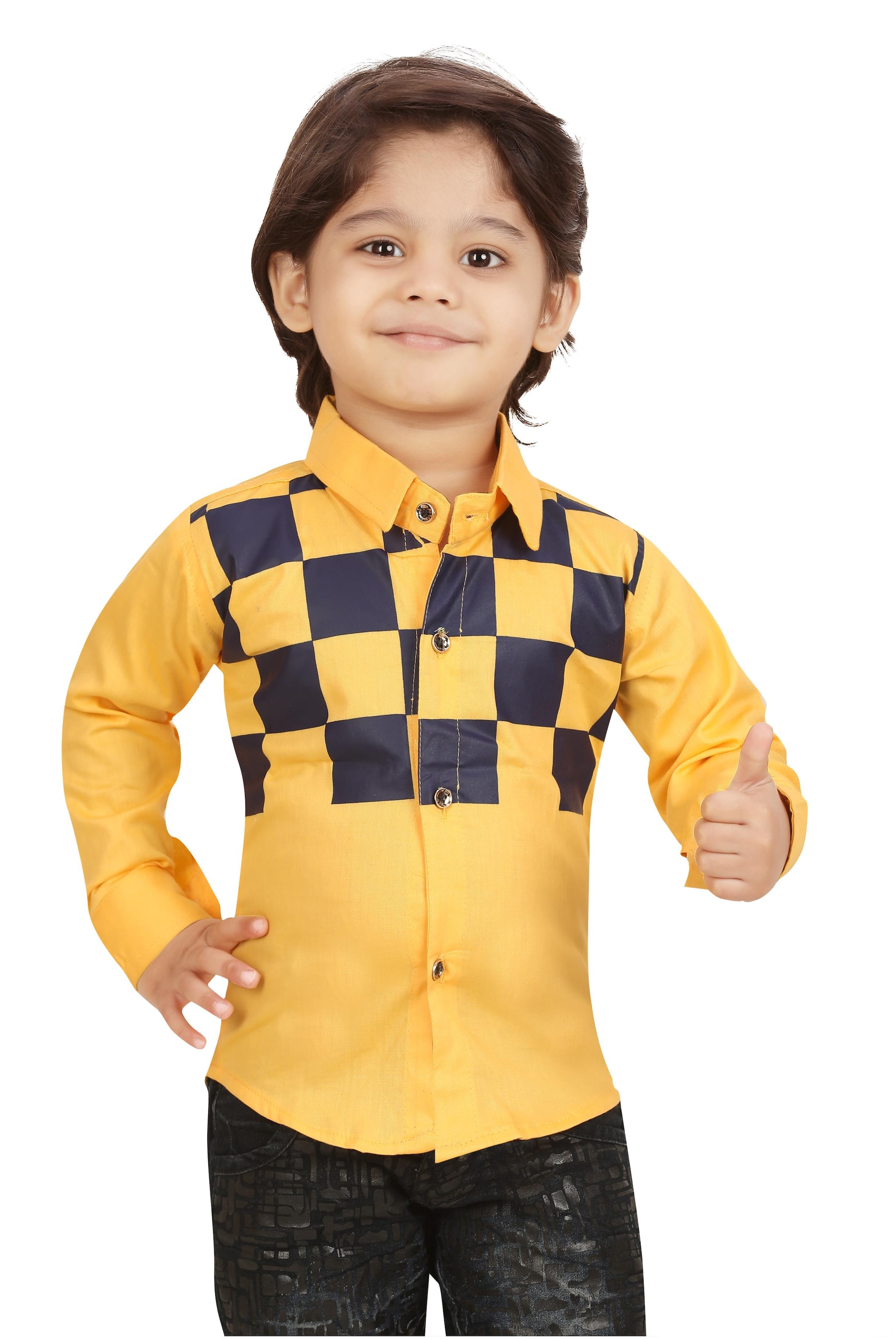 

XBOYZ Boy Cotton blend Checked Shirt Yellow