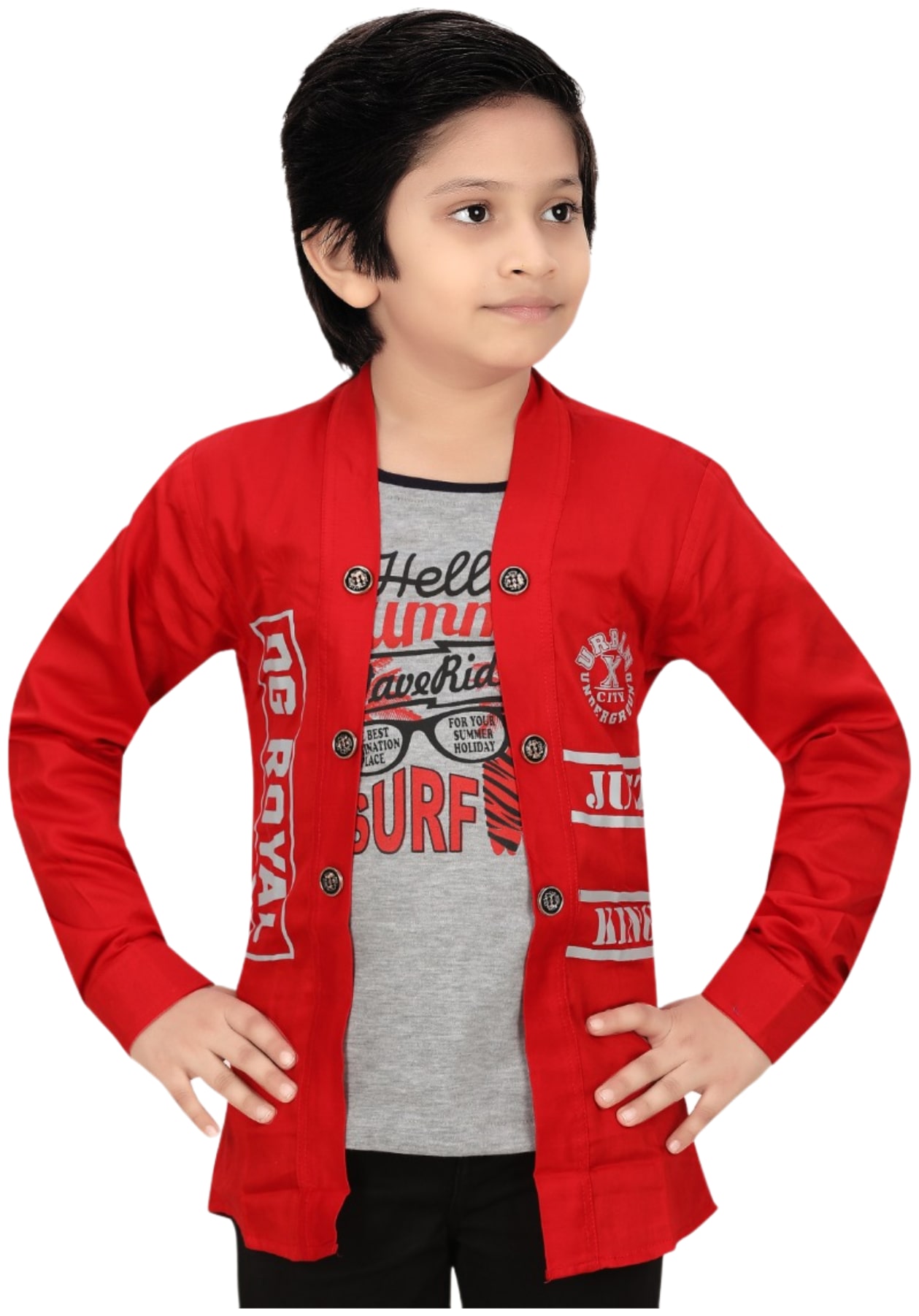 

XBOYZ Boy Cotton blend Printed T-shirt - Red Grey
