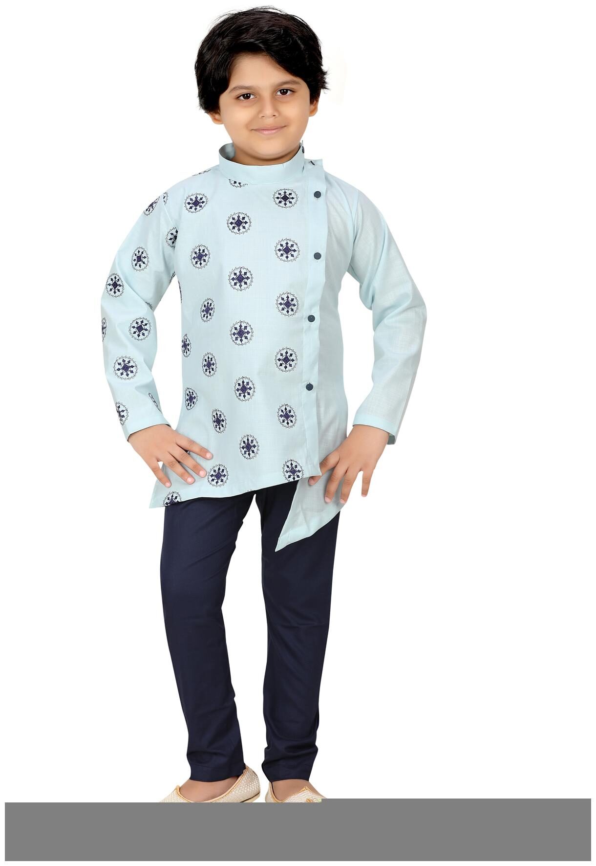 

XBOYZ Boy Cotton blend Printed Kurta pyjama set - Blue