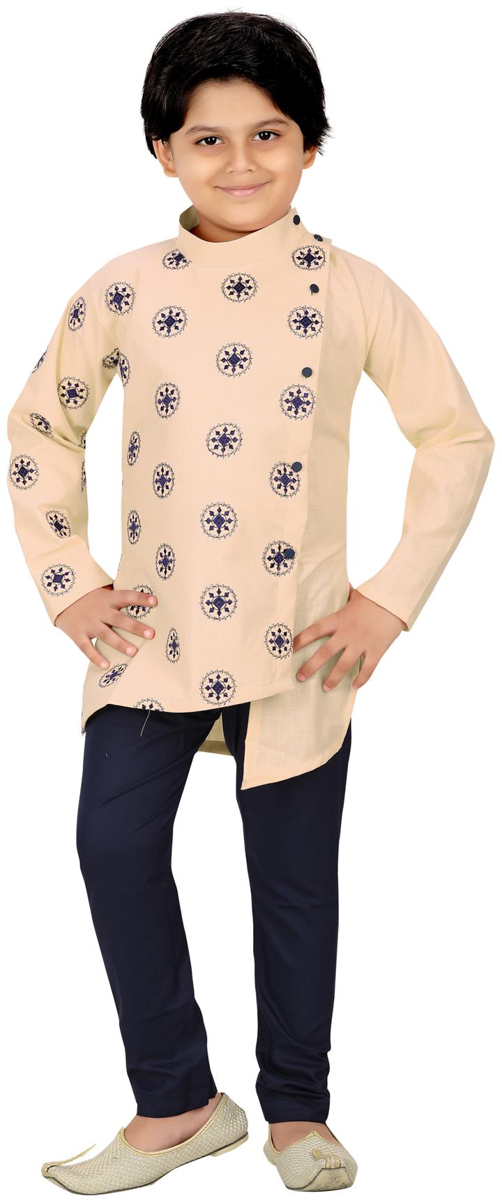

XBOYZ Boy Cotton blend Printed Kurta pyjama set - Cream
