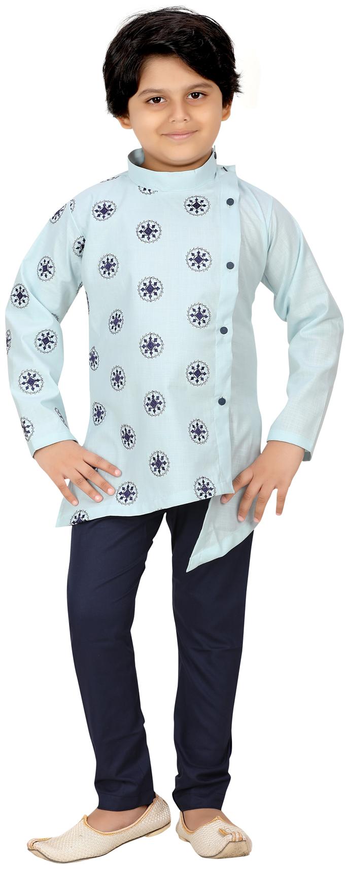 

XBOYZ Boy Cotton blend Printed Kurta pyjama set - Blue
