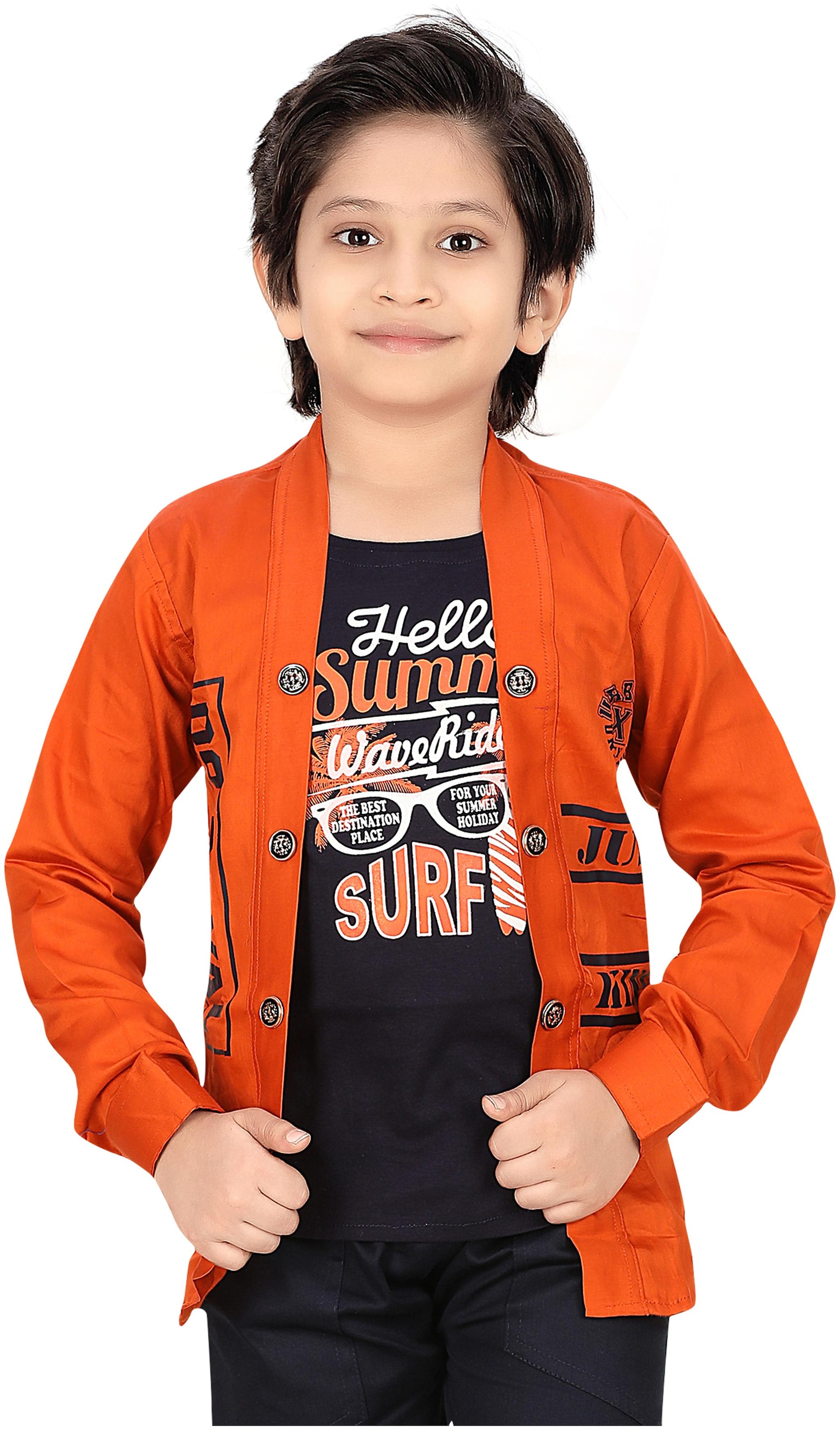 

XBOYZ Boy Cotton blend Printed T-shirt - Orange Black