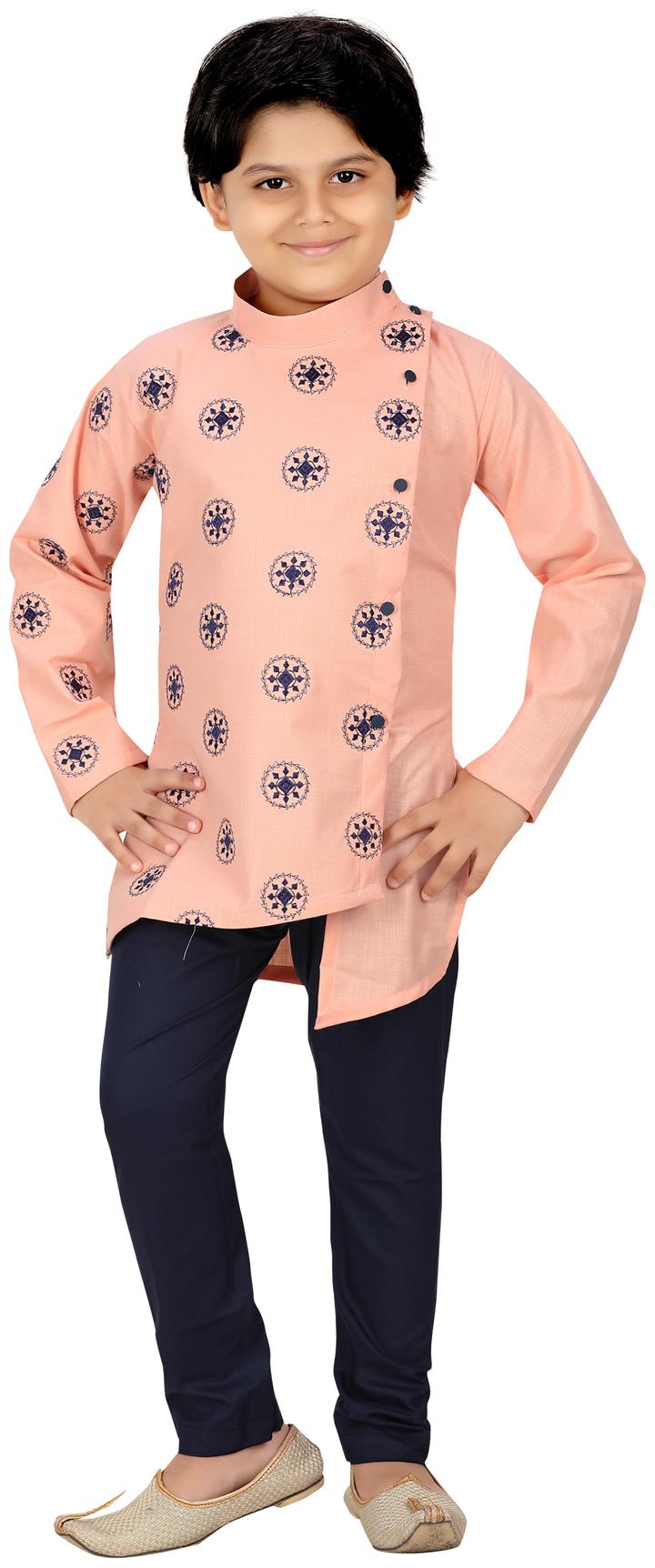 

XBOYZ Boy Cotton blend Printed Kurta pyjama set - Orange