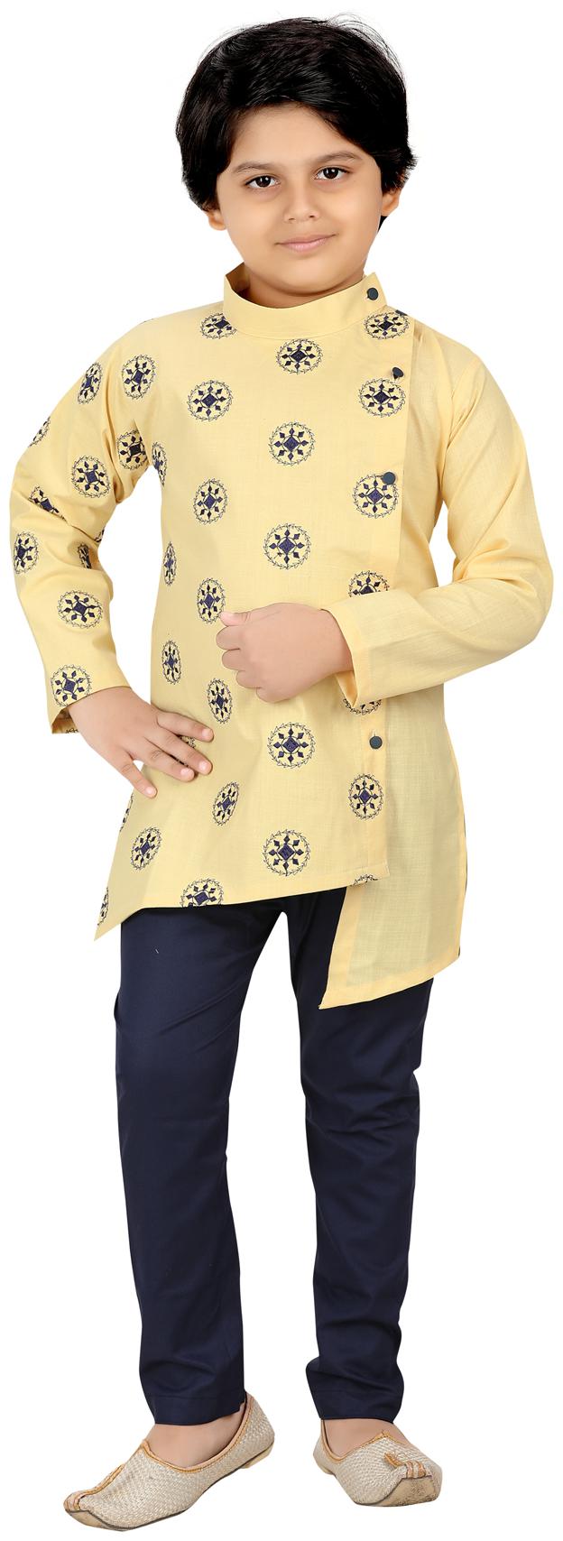 

XBOYZ Boy Cotton blend Printed Kurta pyjama set - Yellow
