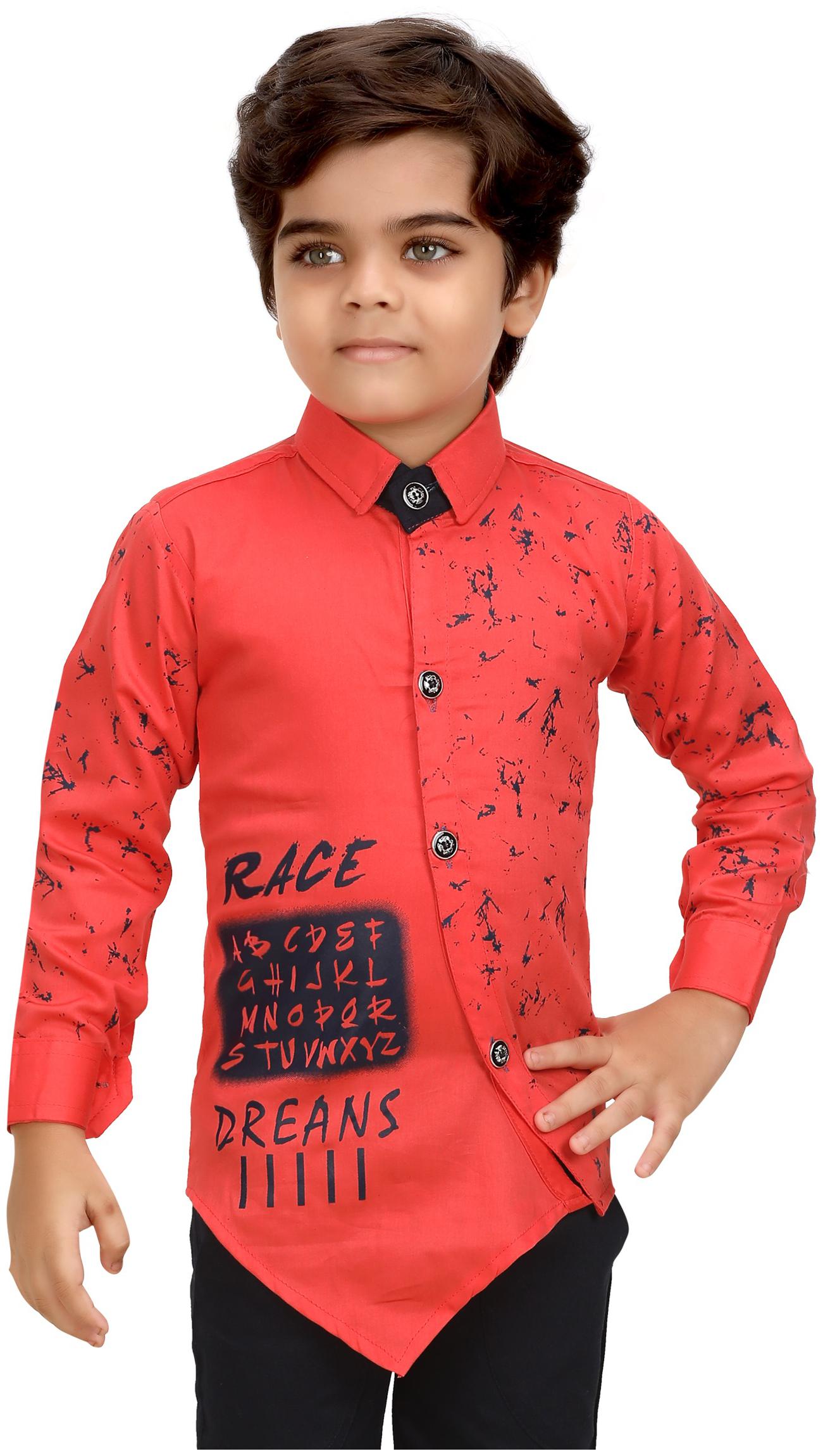 

XBOYZ Boy Cotton blend Printed Shirt Red