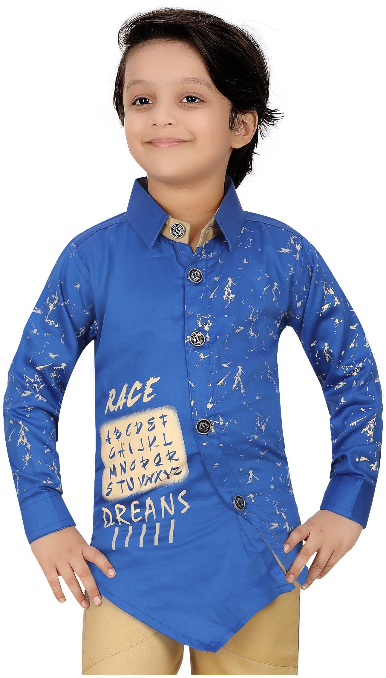 

XBOYZ Boy Cotton blend Printed Shirt Blue