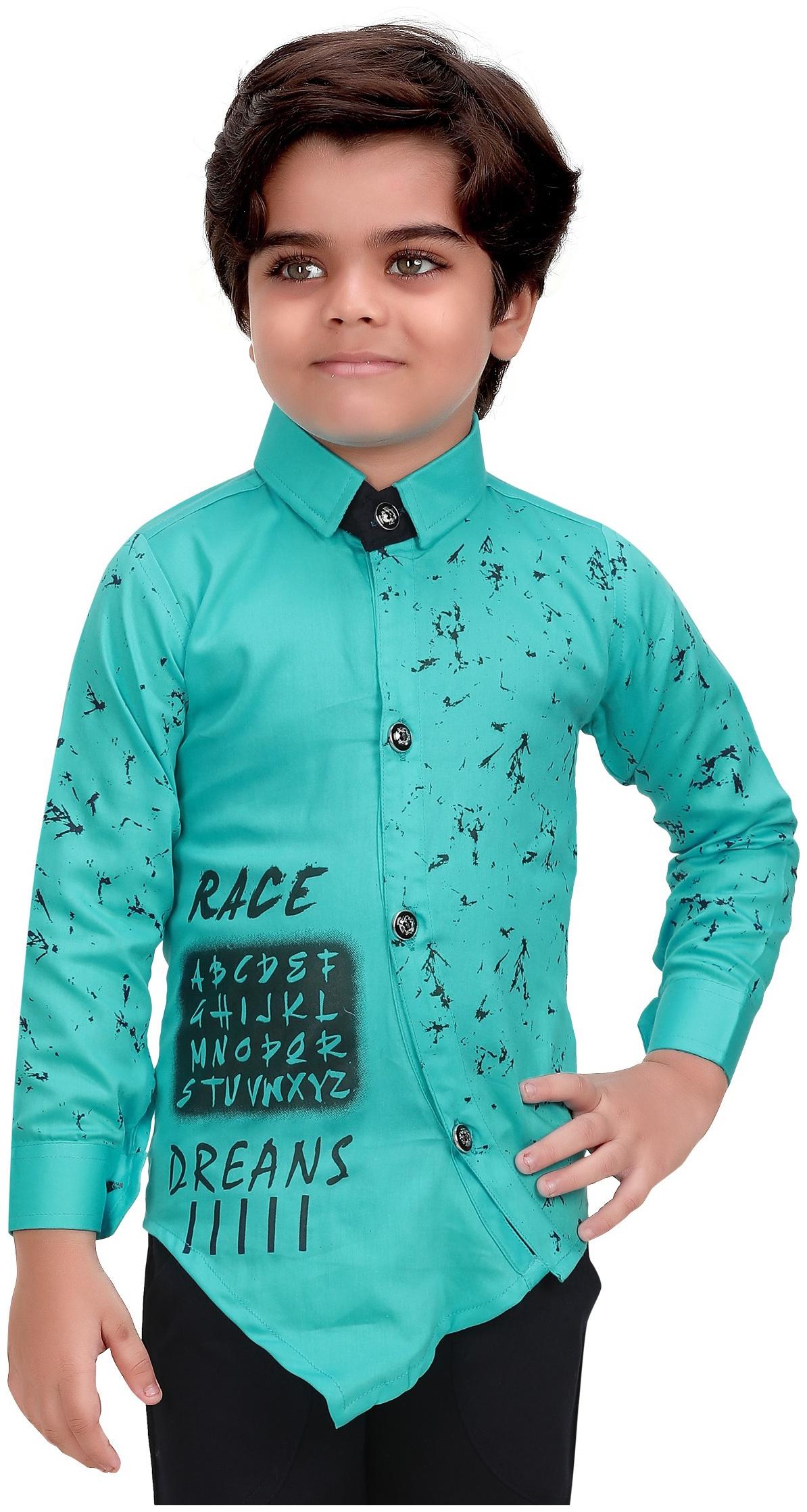 

XBOYZ Boy Cotton blend Printed Shirt Green