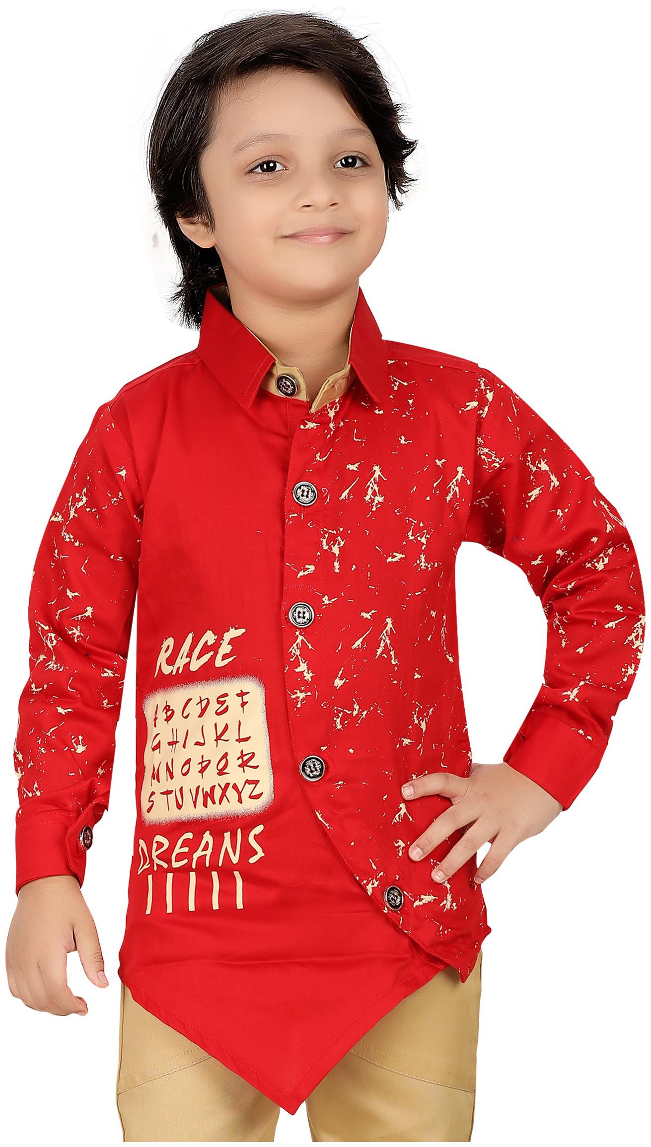 

XBOYZ Boy Cotton blend Printed Shirt Red
