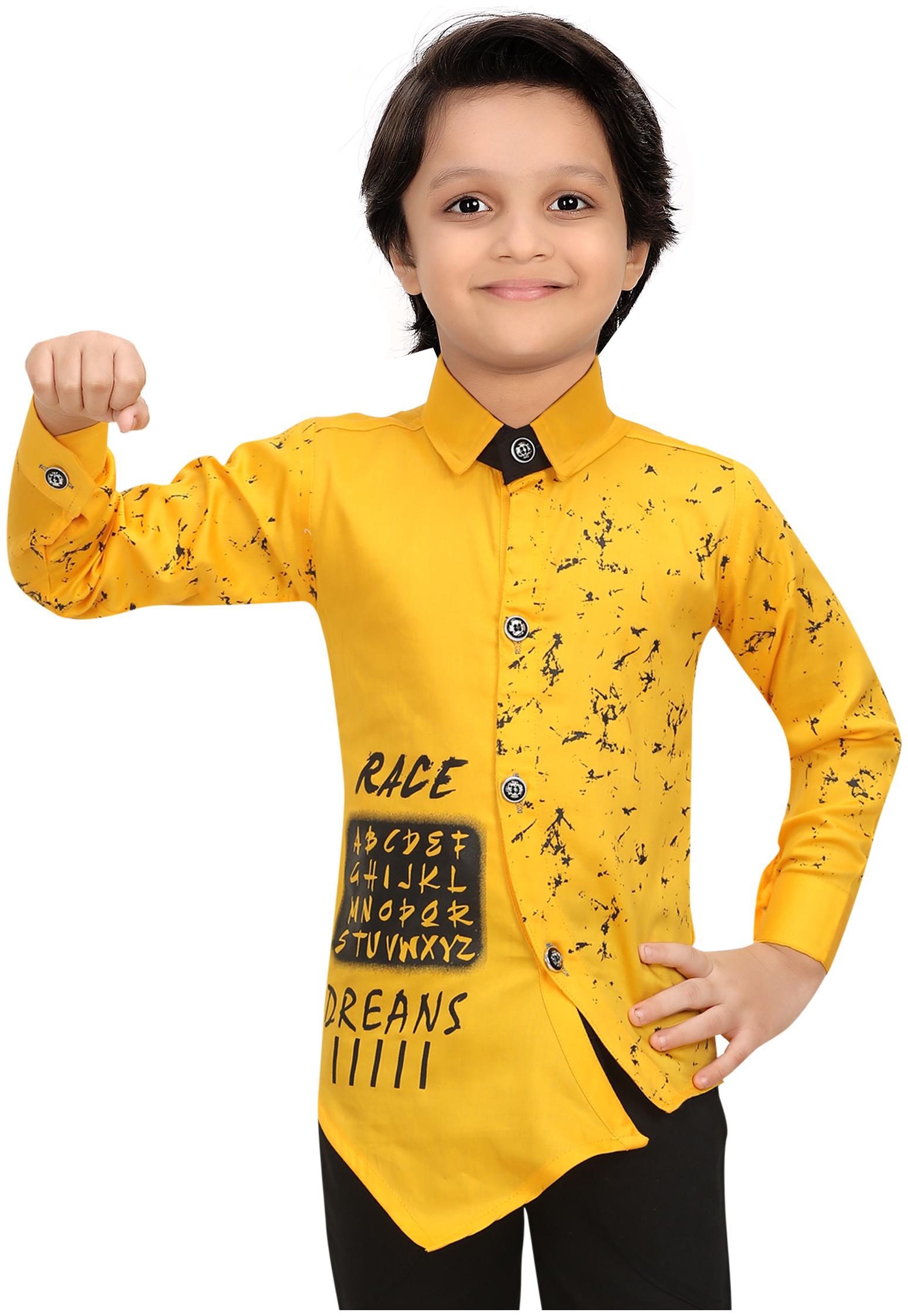 

XBOYZ Boy Cotton blend Printed Shirt Yellow