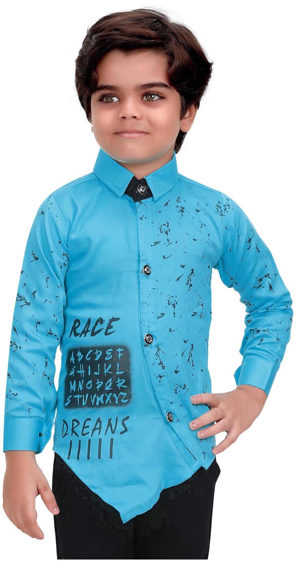 

XBOYZ Boy Cotton blend Printed Shirt Blue