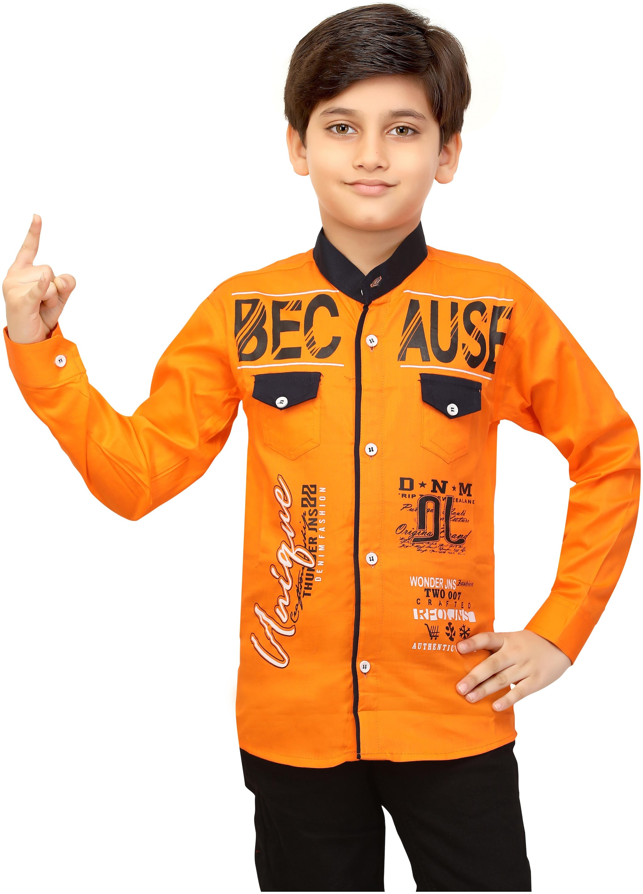 

XBOYZ Boy Cotton blend Printed Shirt Orange