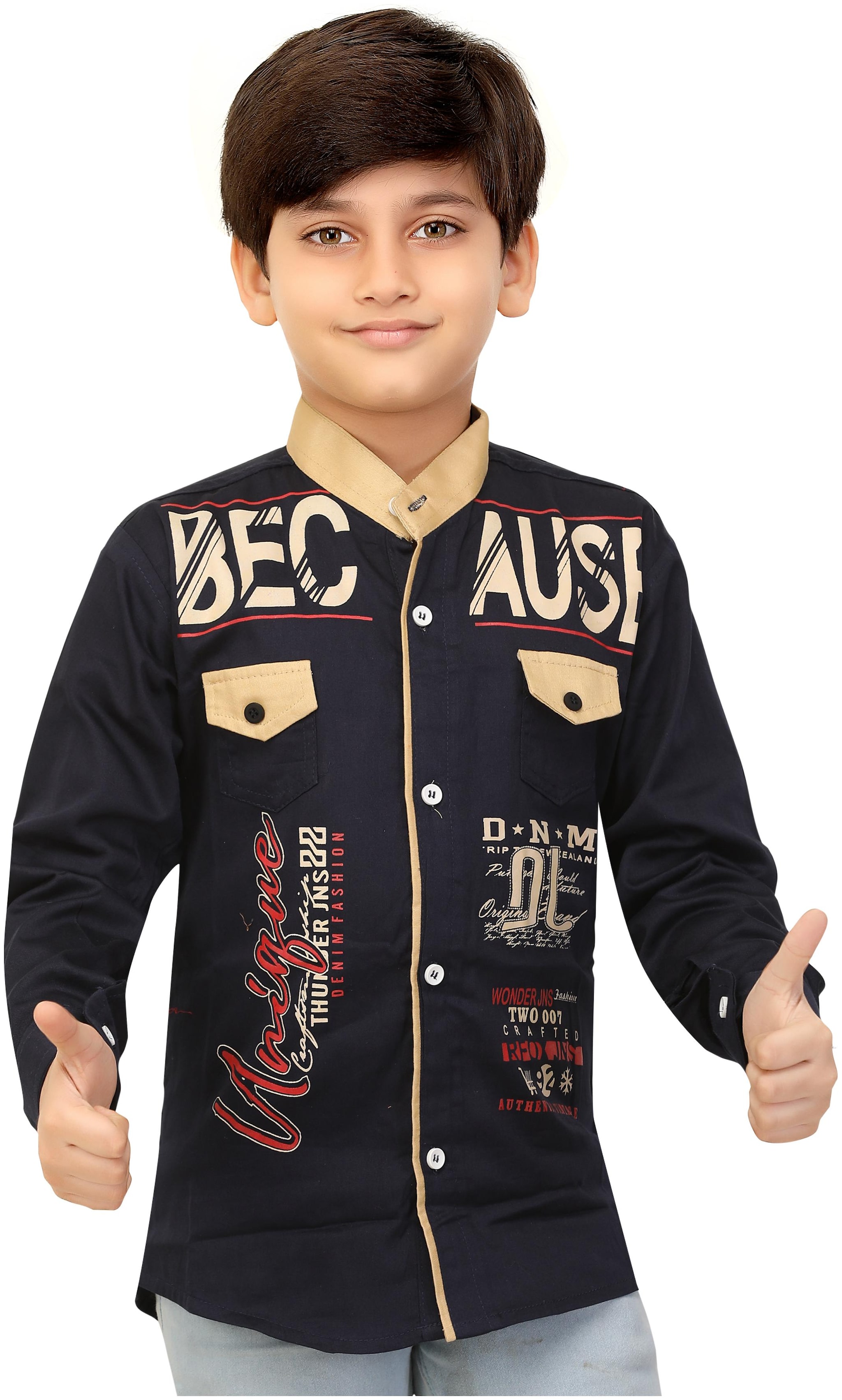 

XBOYZ Boy Cotton blend Printed Shirt Blue